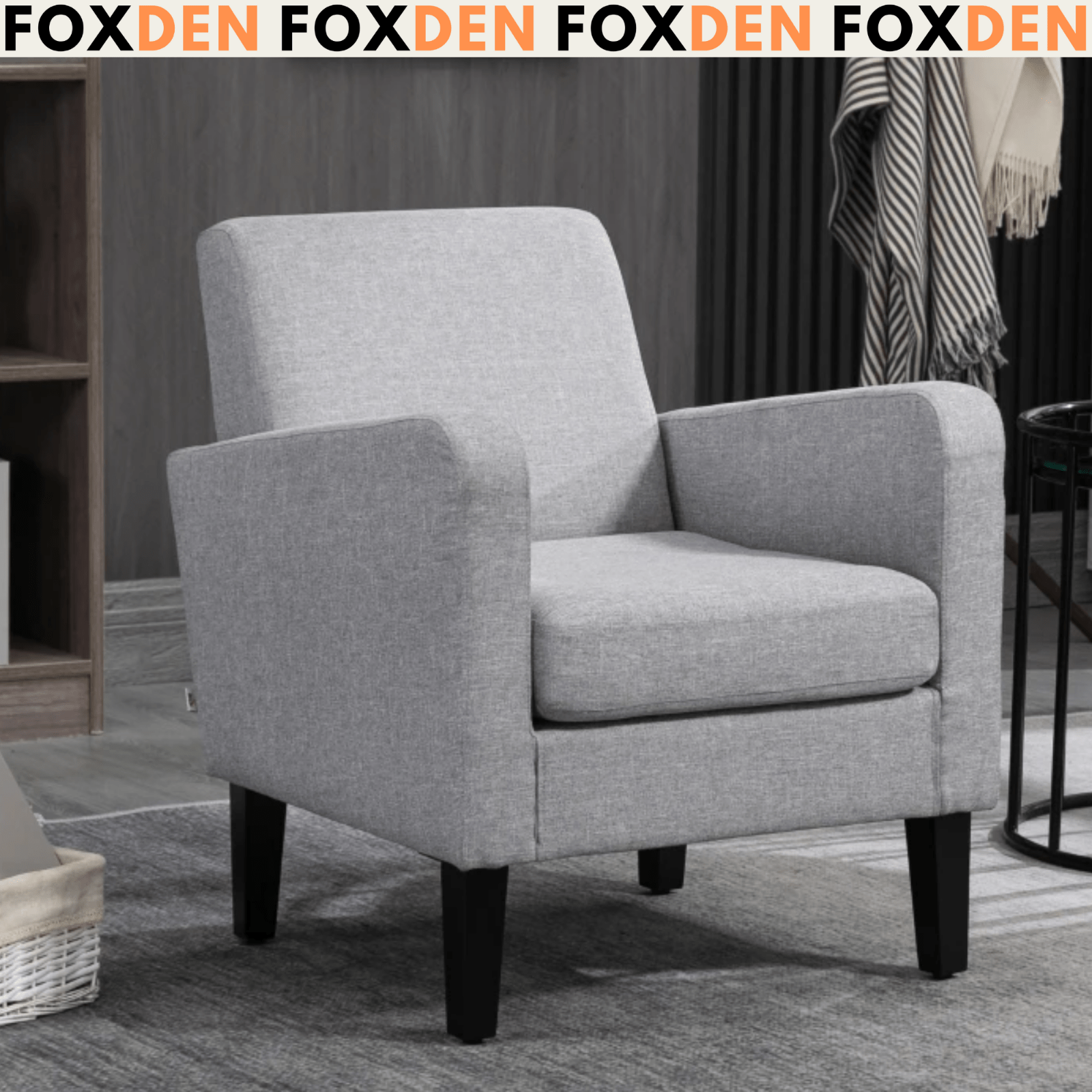 Comfy Modern Armchair Accent Chair with Rubber Wood Legs for Bedroom Light Grey - Home and Garden Furniture Shop - rustic - furniture