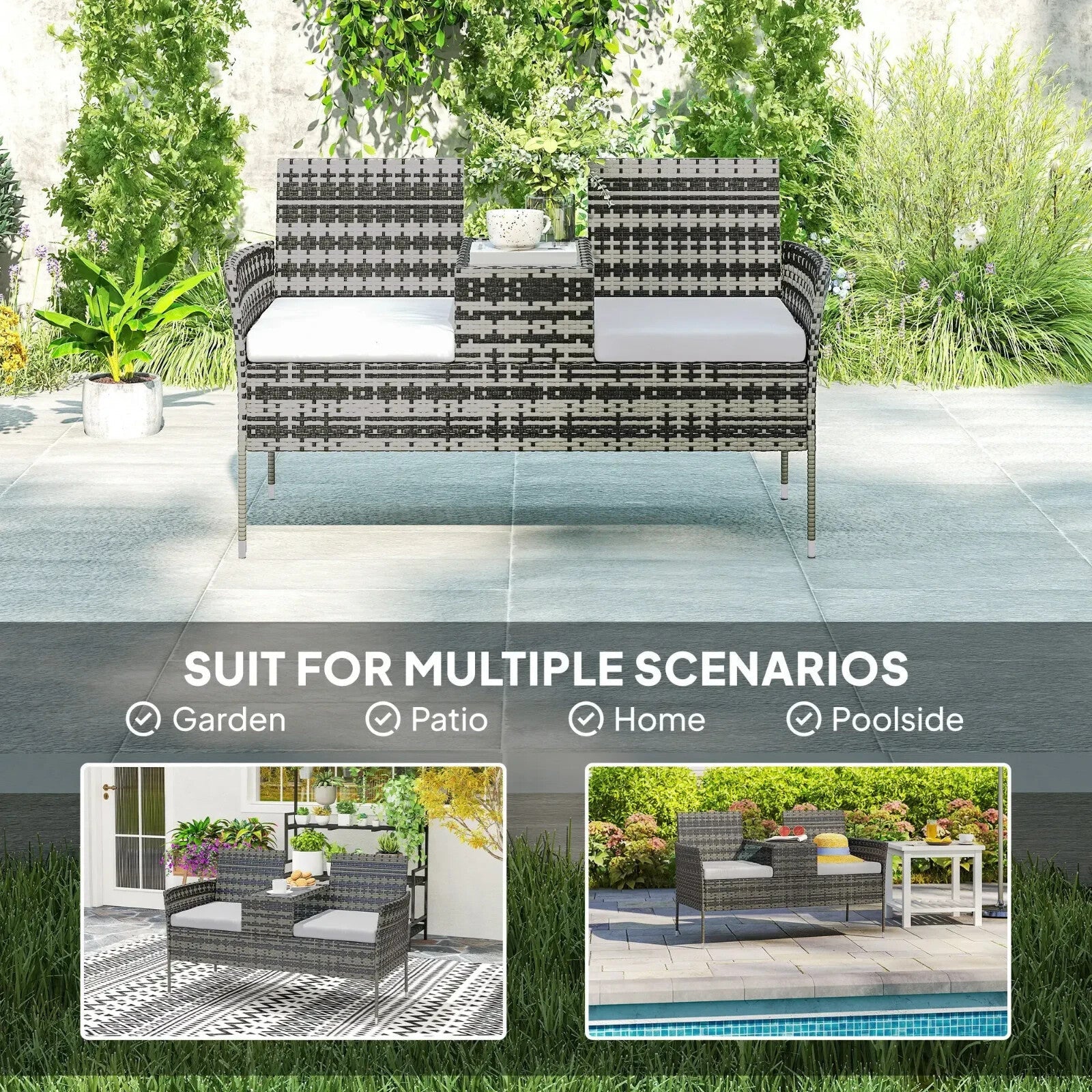 Companion Love Seat Garden Furniture Powder - Coated Rust - Resistant Charcoal Grey - Home and Garden Furniture Shop - rustic - furniture