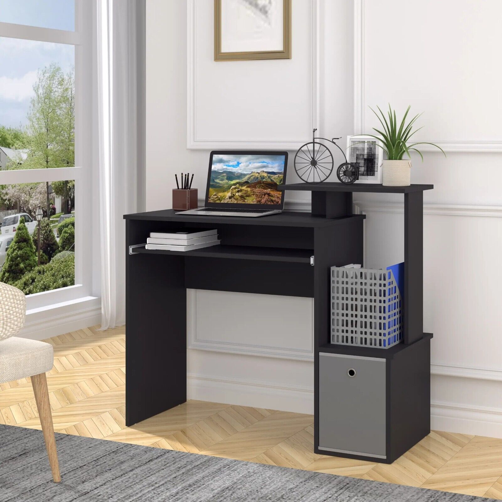 Computer Desk Shelves Home Office Study Workstation Table PC Laptop Desks Drawer - Home and Garden Furniture Shop - #rustic - furniture#