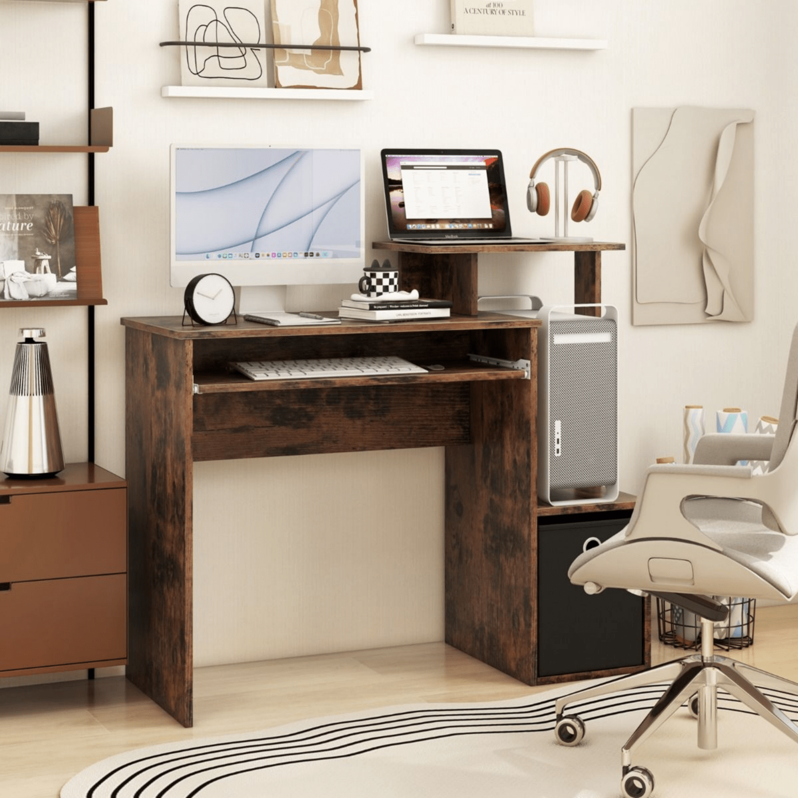 Computer Desk Shelves Home Office Study Workstation Table PC Laptop Desks Drawer - Home and Garden Furniture Shop - #rustic - furniture#