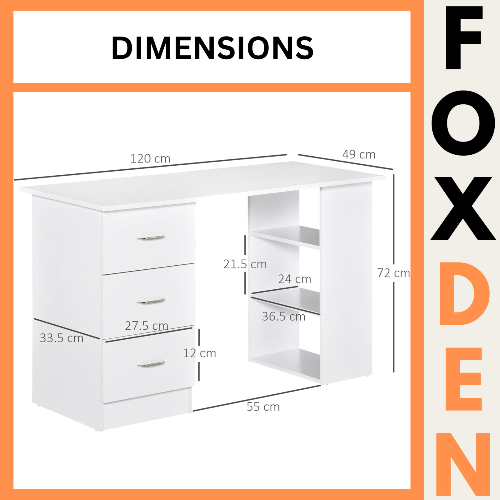 Computer Desk with Drawers Shelves PC Desk Organiser Workstation Writing Table - Home and Garden Furniture Shop - rustic - furniture