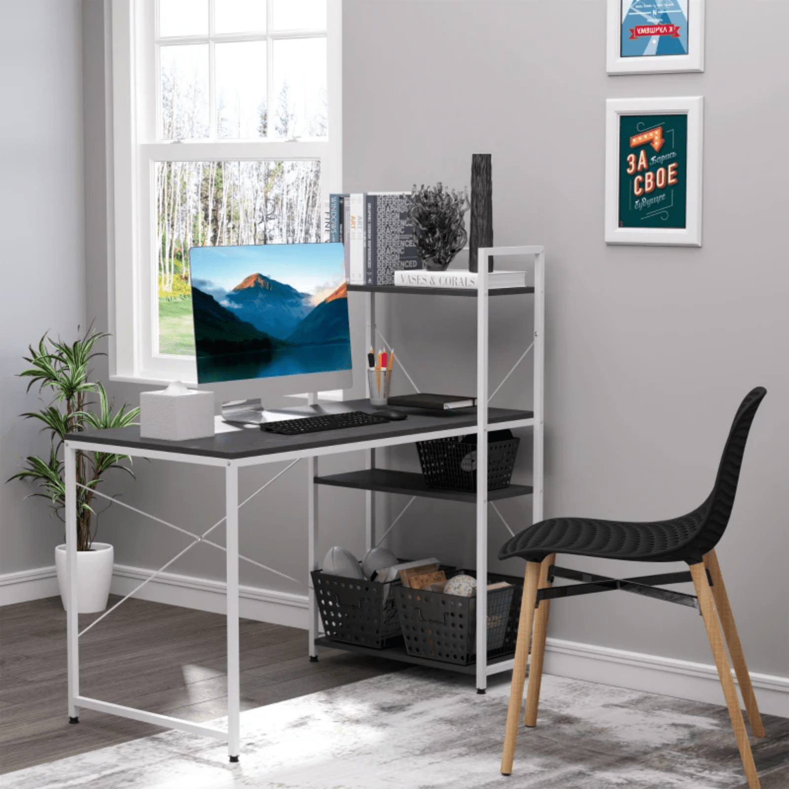 Computer Desk with Shelves Home Office Study Desk Writing Table Workstation Desk - Home and Garden Furniture Shop - rustic - furniture