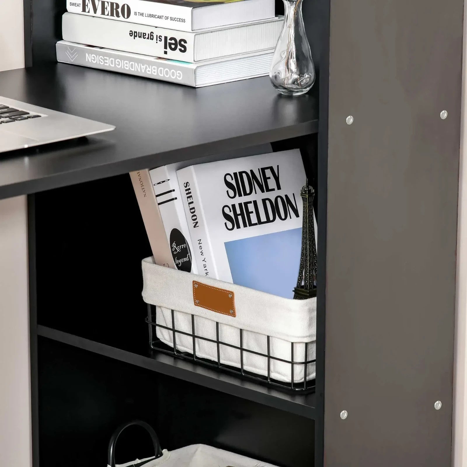 Computer Desk Wooden PC Laptop Table 120cm 6 Storage Shelves Writing Workstation - Home and Garden Furniture Shop - rustic - furniture