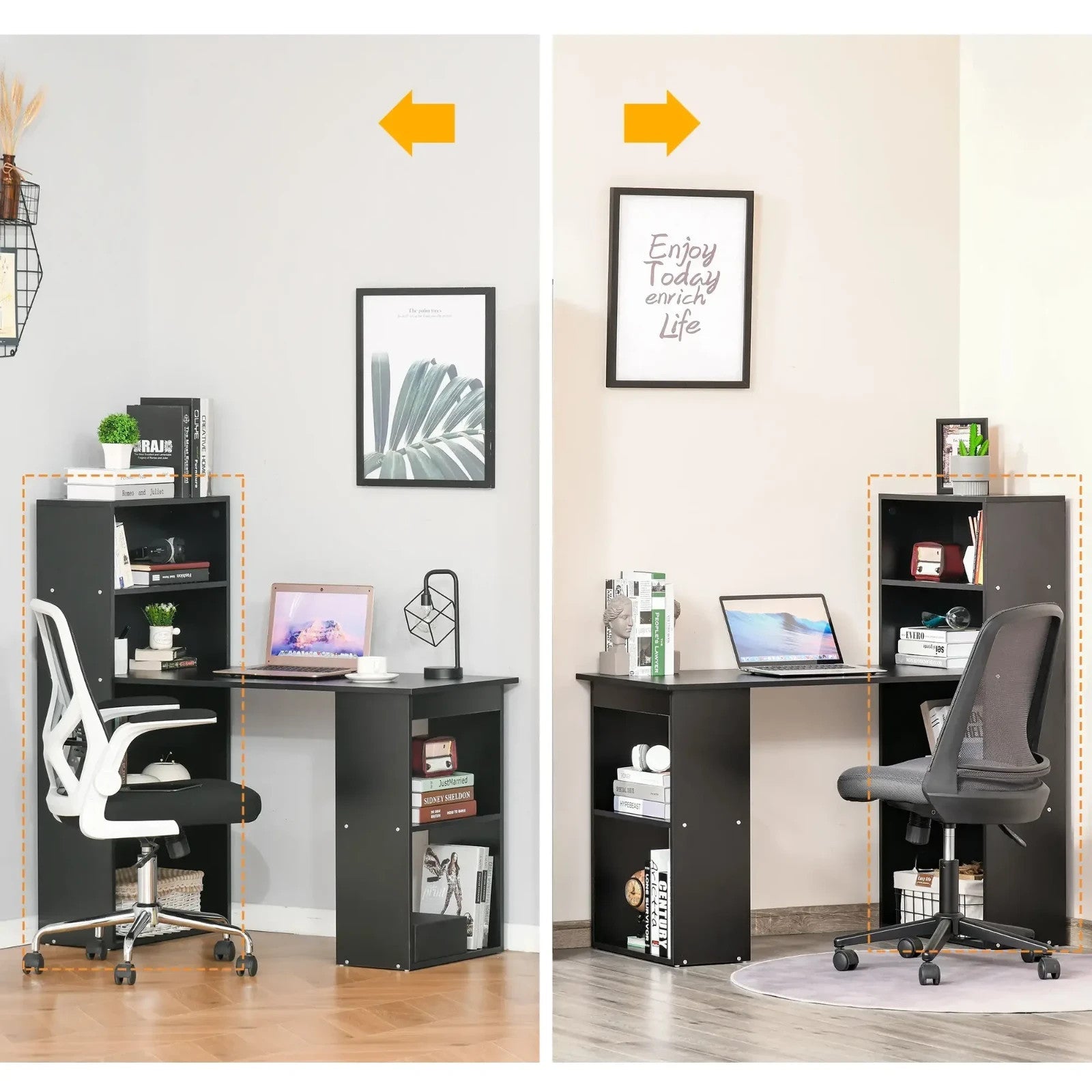 Computer Desk Wooden PC Laptop Table 120cm 6 Storage Shelves Writing Workstation - Home and Garden Furniture Shop - rustic - furniture