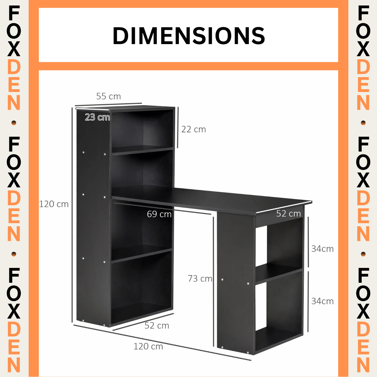 Computer Desk Wooden PC Laptop Table 120cm 6 Storage Shelves Writing Workstation - Home and Garden Furniture Shop - rustic - furniture