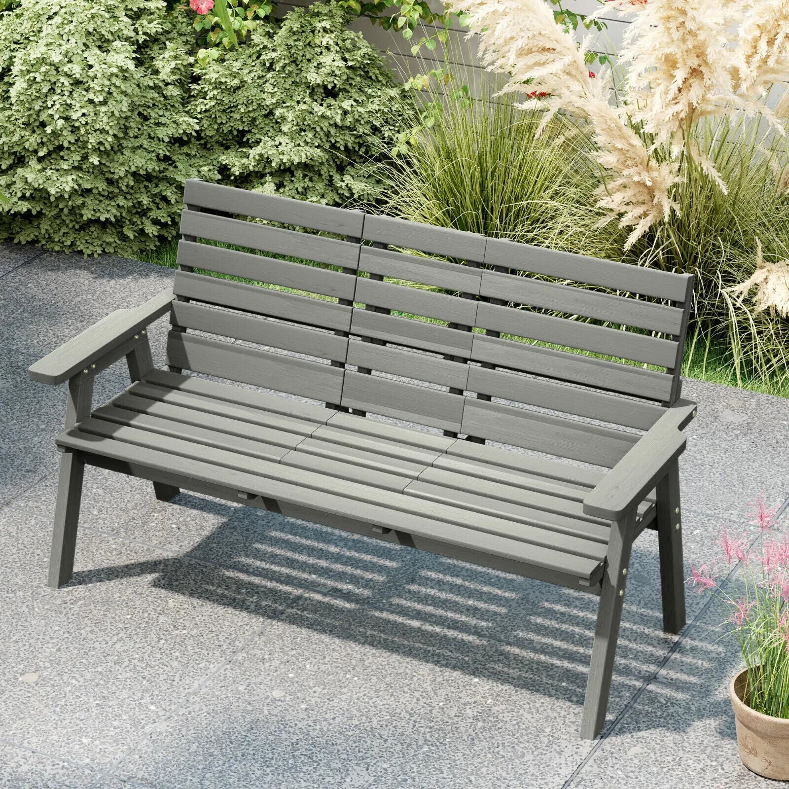 Convertible 2 to 3 Seater Wooden Outdoor Garden Bench for Patio or Backyard Grey - Home and Garden Furniture Shop - #rustic - furniture#