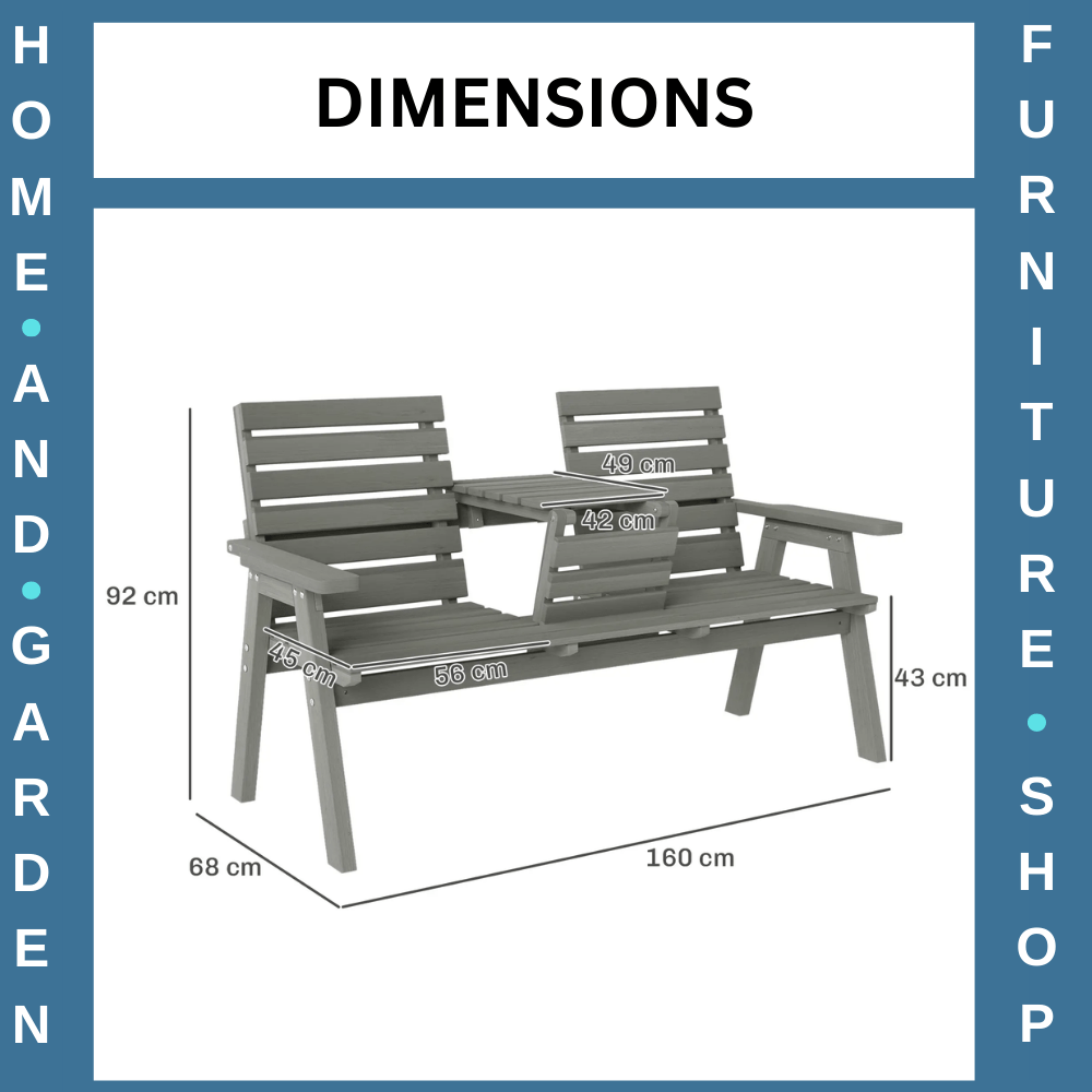Convertible 2 to 3 Seater Wooden Outdoor Garden Bench for Patio or Backyard Grey - Home and Garden Furniture Shop - #rustic - furniture#