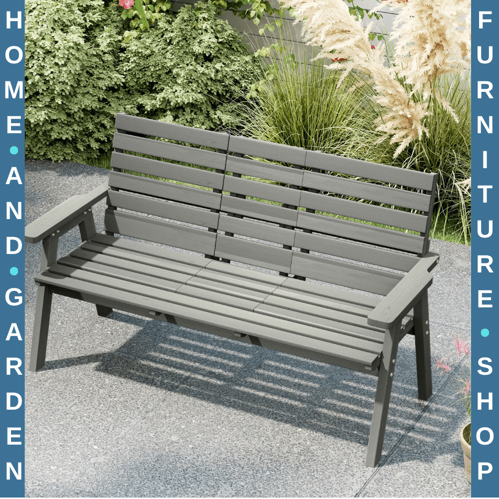 Convertible 2 to 3 Seater Wooden Outdoor Garden Bench for Patio or Backyard Grey - Home and Garden Furniture Shop - #rustic - furniture#
