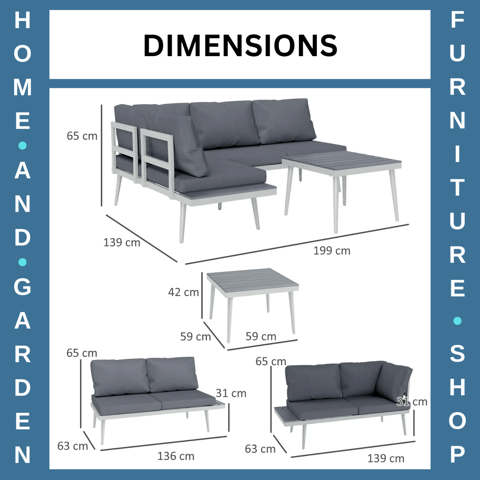 Corner Sofa 3 - PCS L - Shape Thick Padded Seat w/ Adjustable Lounger Dark Grey - Home and Garden Furniture Shop - rustic - furniture