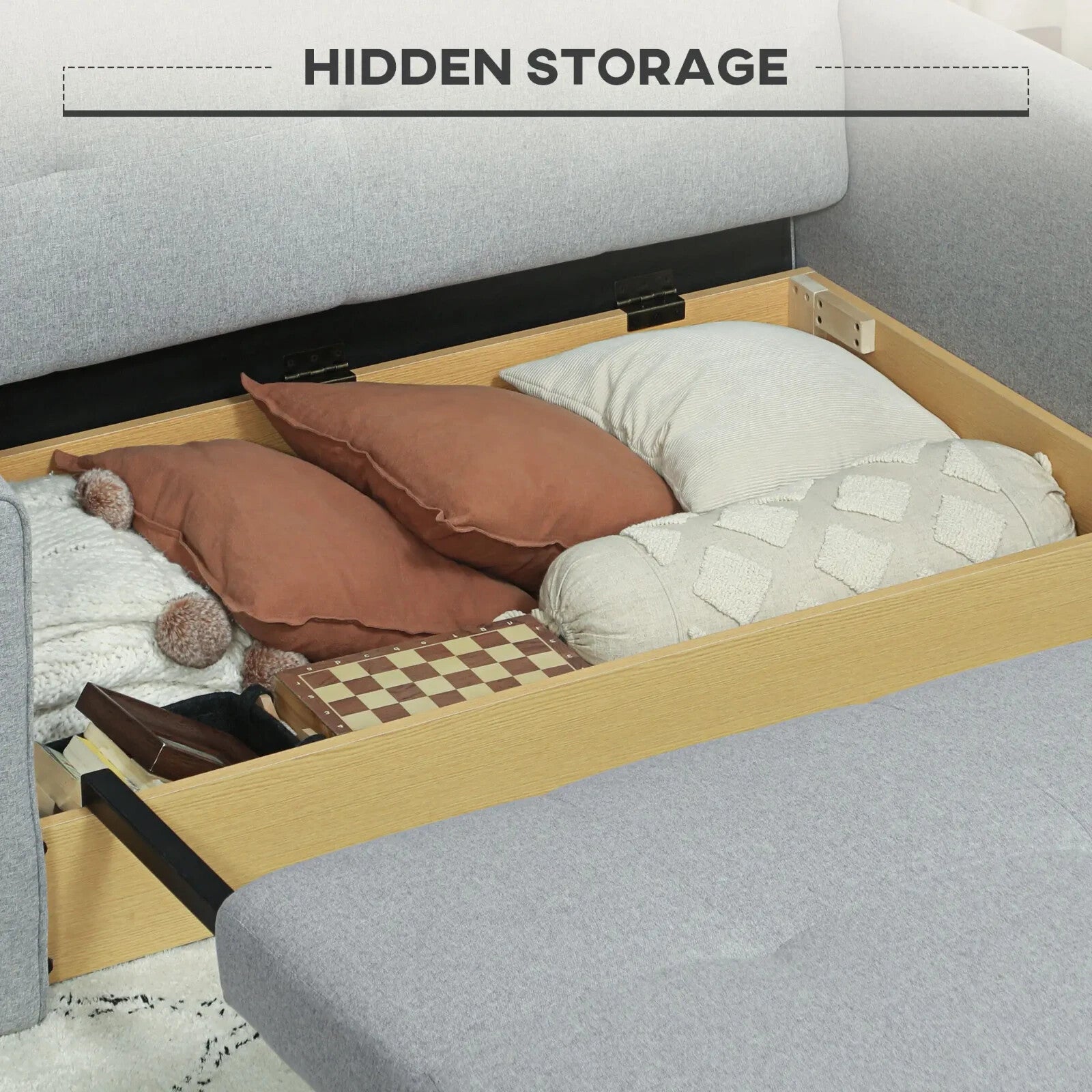 Couch Sofa Bed 2 Seater Convertible Loveseat Settee w/ Cushion Back Light Grey - Home and Garden Furniture Shop - rustic - furniture