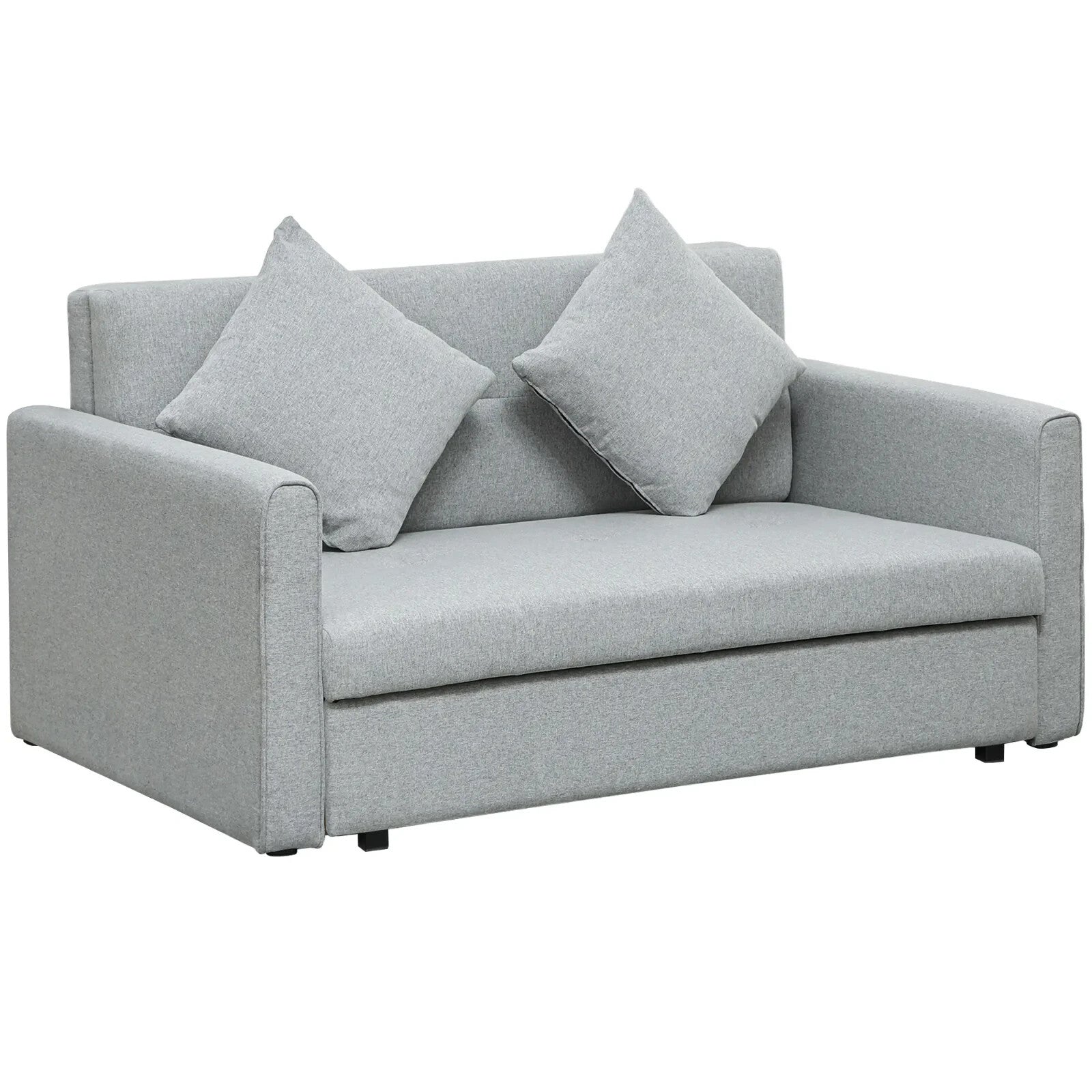 Couch Sofa Bed 2 Seater Convertible Loveseat Settee w/ Cushion Back Light Grey - Home and Garden Furniture Shop - rustic - furniture