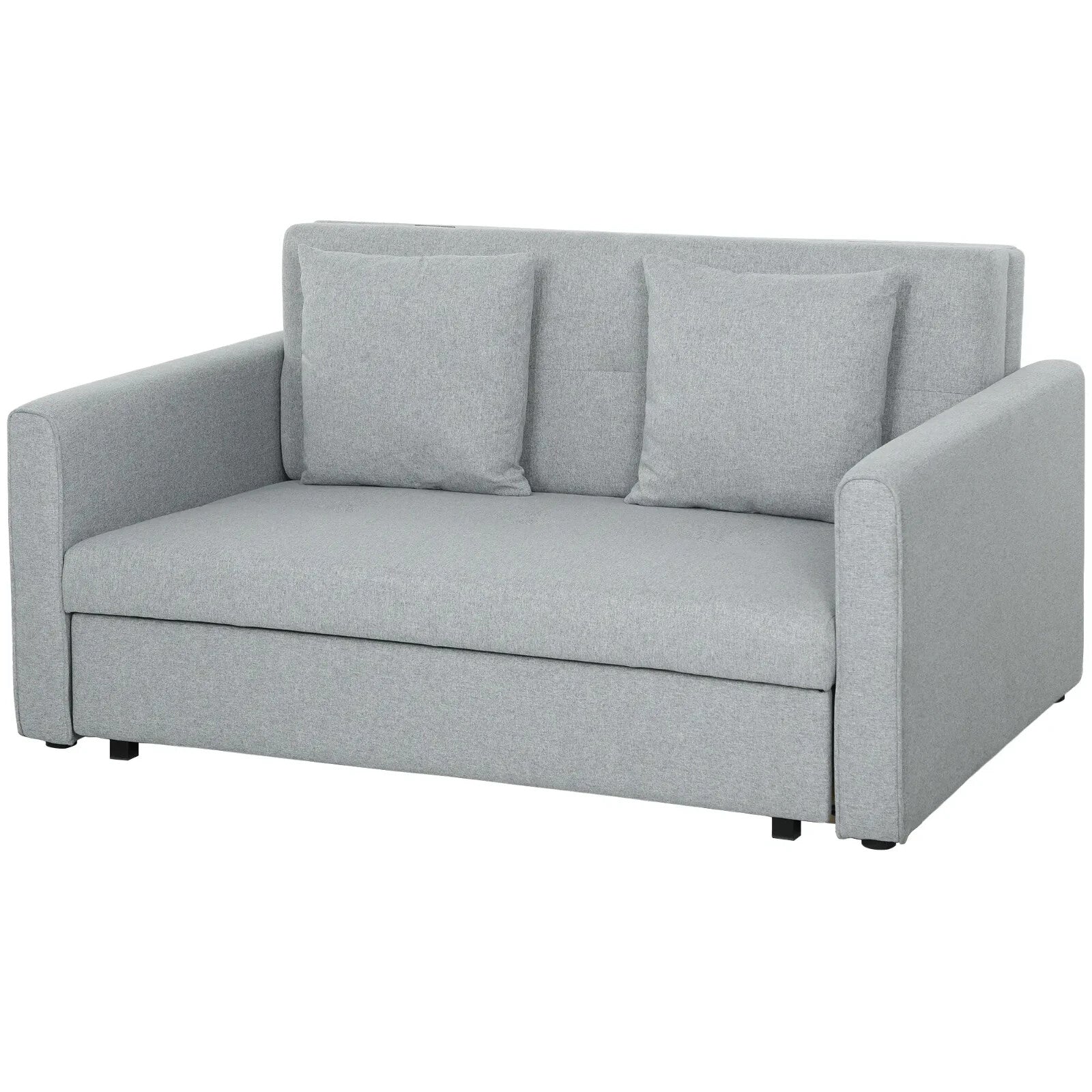 Couch Sofa Bed 2 Seater Convertible Loveseat Settee w/ Cushion Back Light Grey - Home and Garden Furniture Shop - rustic - furniture
