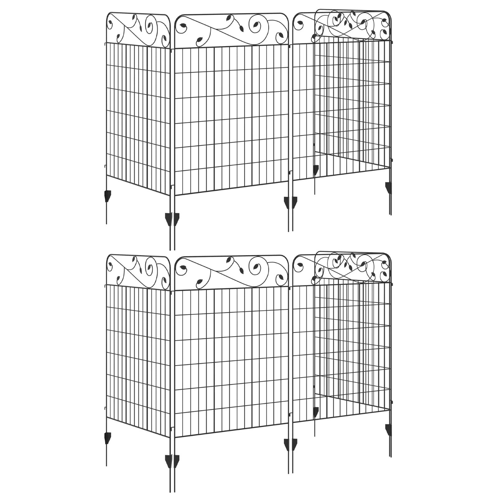 Decorative Garden Fencing Panels 8pcs 43in x 23ft Rustproof Metal Picket Border - Home and Garden Furniture Shop - rustic - furniture