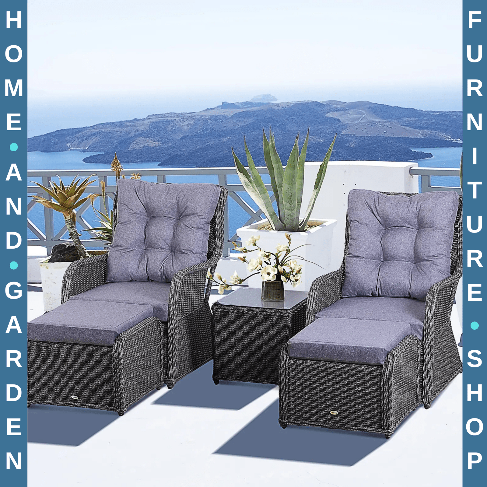 Deluxe 2 Seater Rattan Armchair and Table Set Outdoor Patio Garden Furniture - Home and Garden Furniture Shop - rustic - furniture