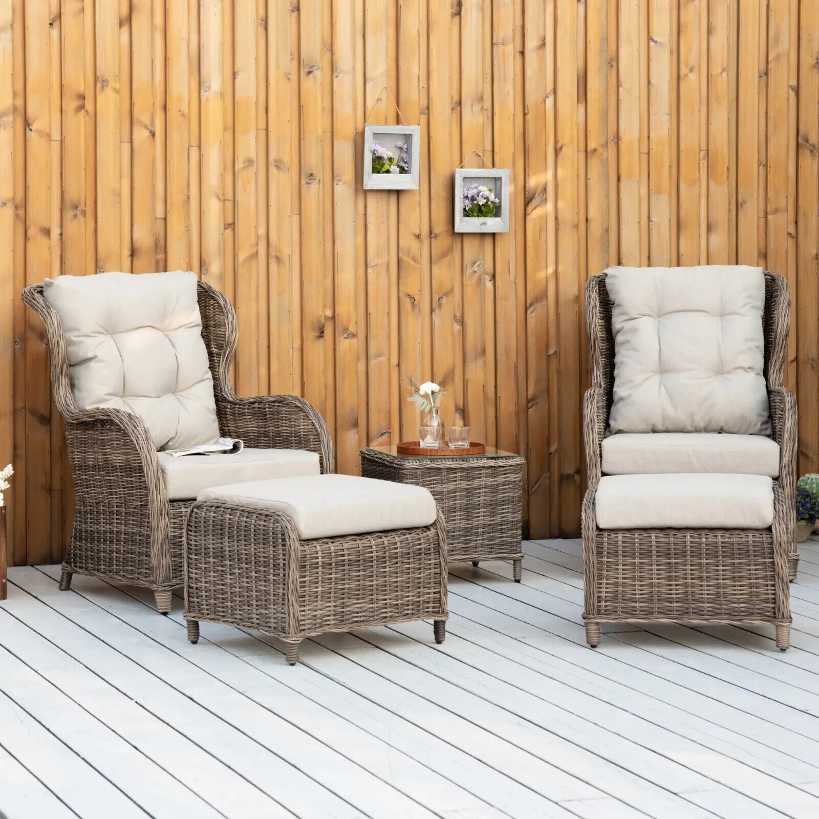 Deluxe Rattan Garden Sofa Chair Stool Table Set Patio Wicker Aluminium Frame - Home and Garden Furniture Shop - #rustic - furniture#