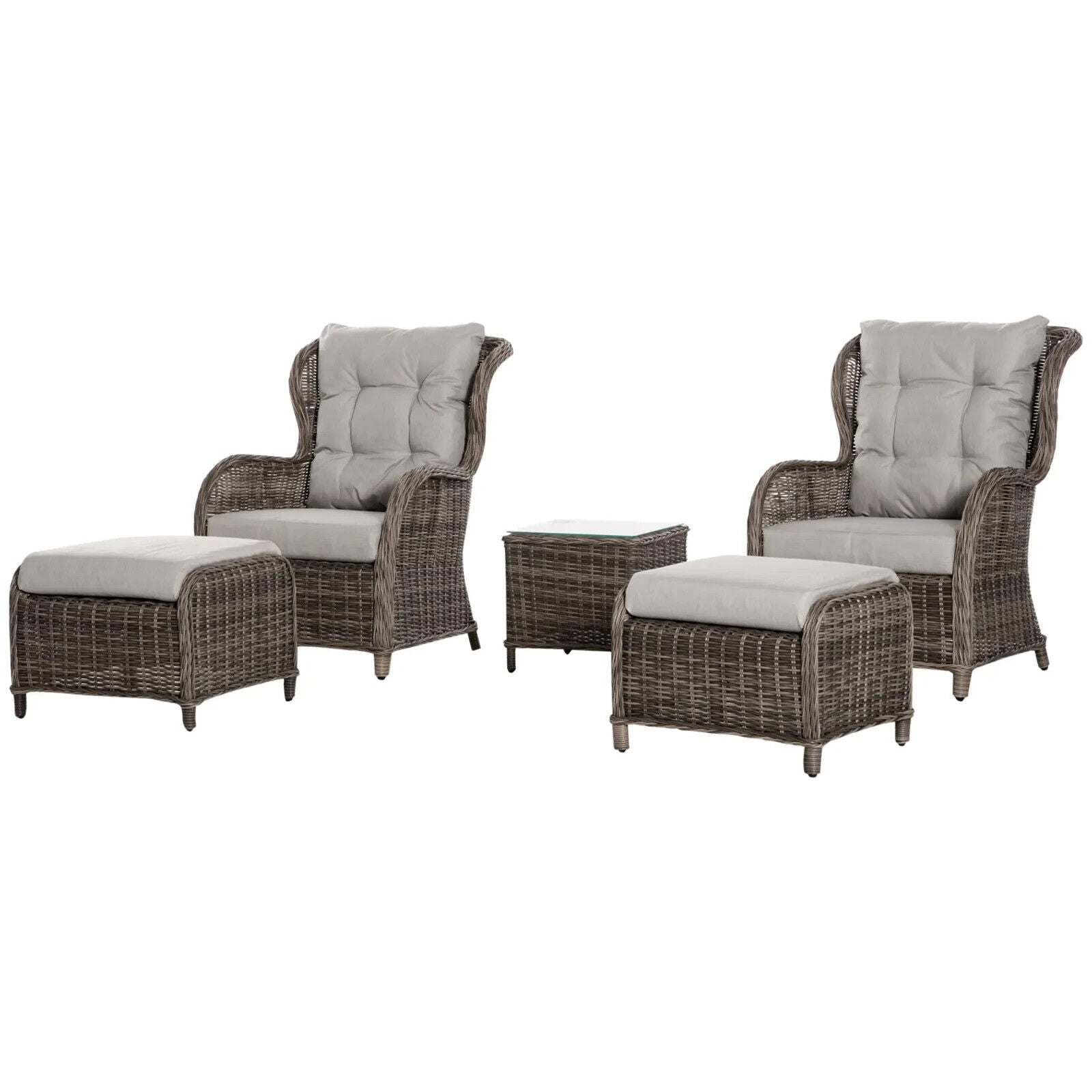 Deluxe Rattan Garden Sofa Chair Stool Table Set Patio Wicker Aluminium Frame - Home and Garden Furniture Shop - #rustic - furniture#
