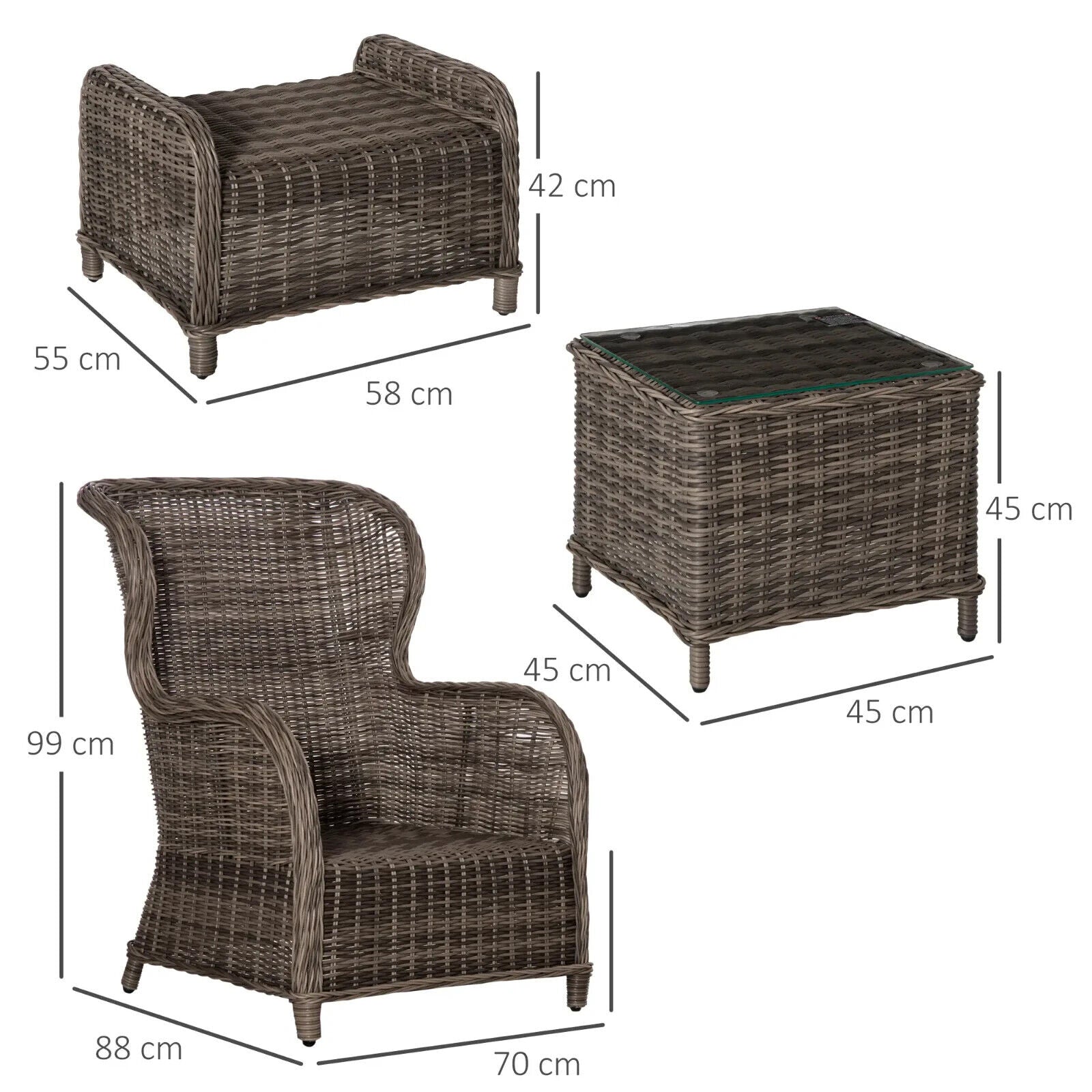 Deluxe Rattan Garden Sofa Chair Stool Table Set Patio Wicker Aluminium Frame - Home and Garden Furniture Shop - #rustic - furniture#