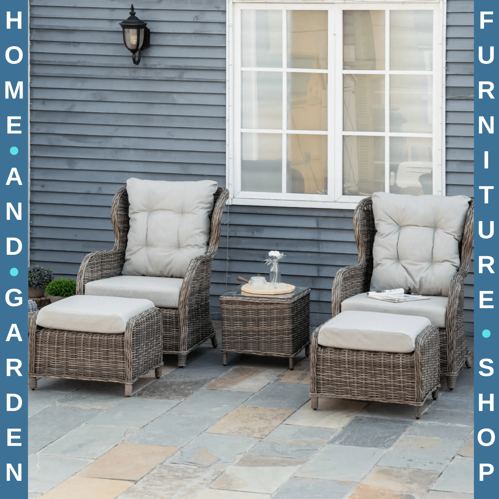 Deluxe Rattan Garden Sofa Chair Stool Table Set Patio Wicker Aluminium Frame - Home and Garden Furniture Shop - #rustic - furniture#