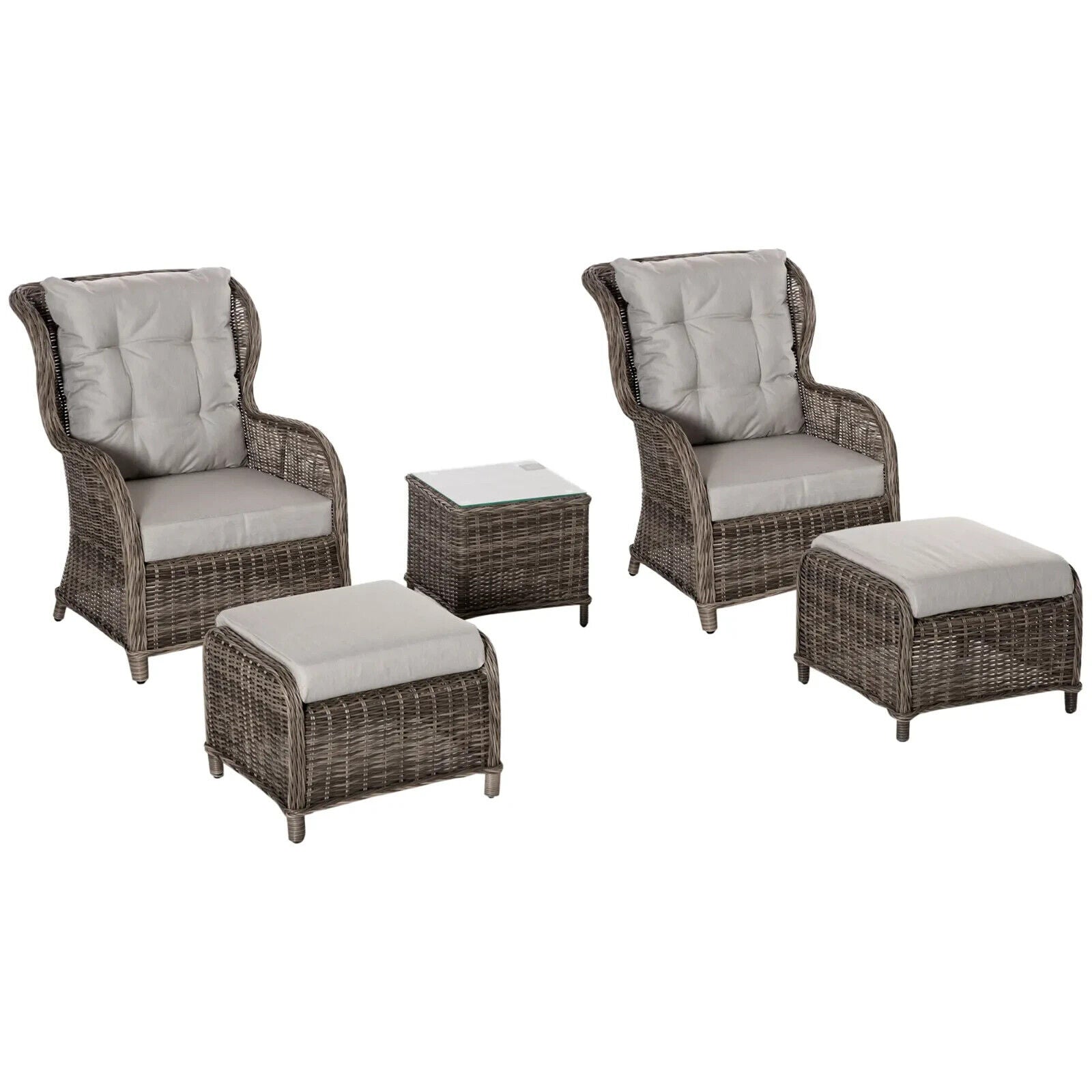 Deluxe Rattan Garden Sofa Chair Stool Table Set Patio Wicker Aluminium Frame - Home and Garden Furniture Shop - #rustic - furniture#