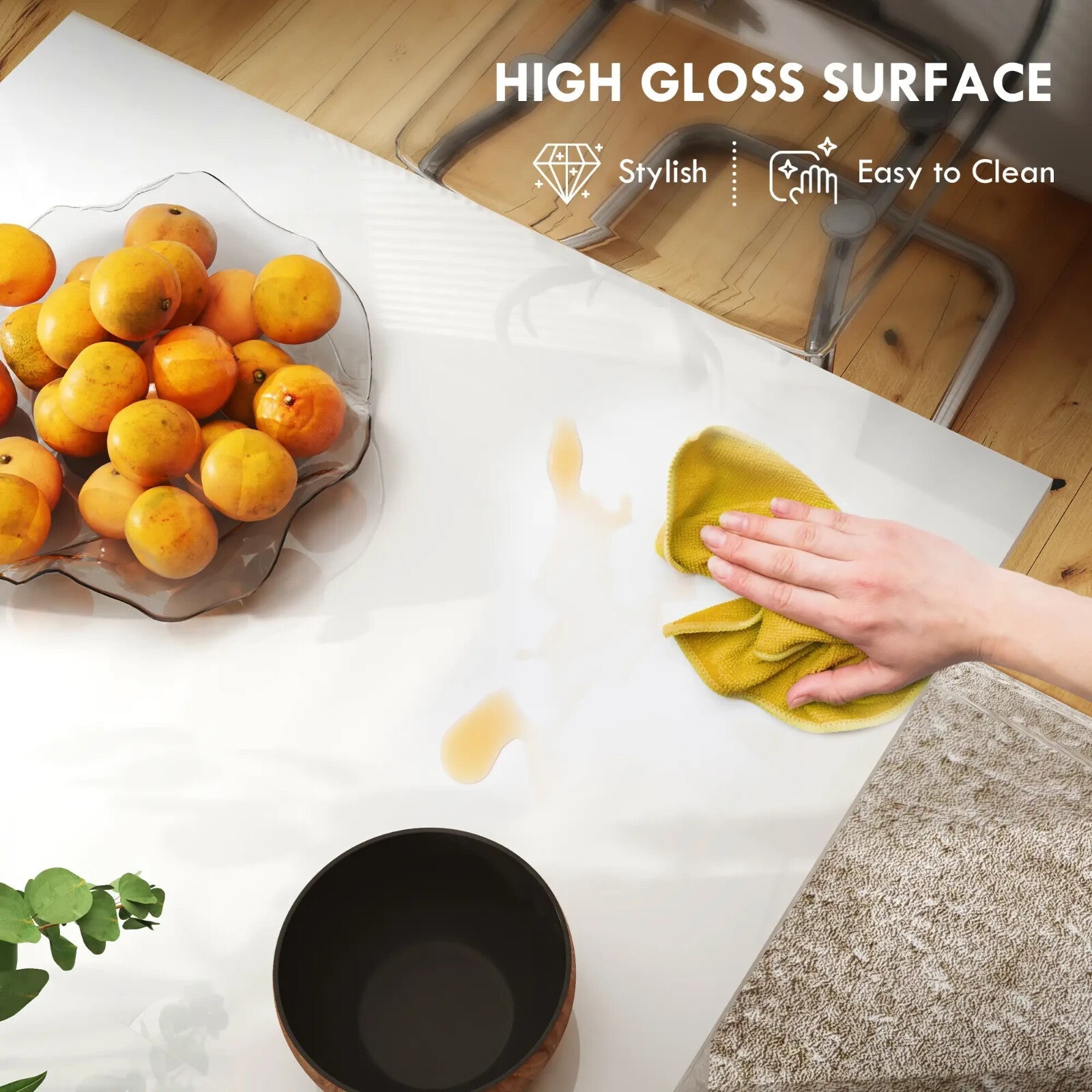 Dining Table Extending Engineered Wood Frame with Removable Center Leaf White - Home and Garden Furniture Shop - rustic - furniture