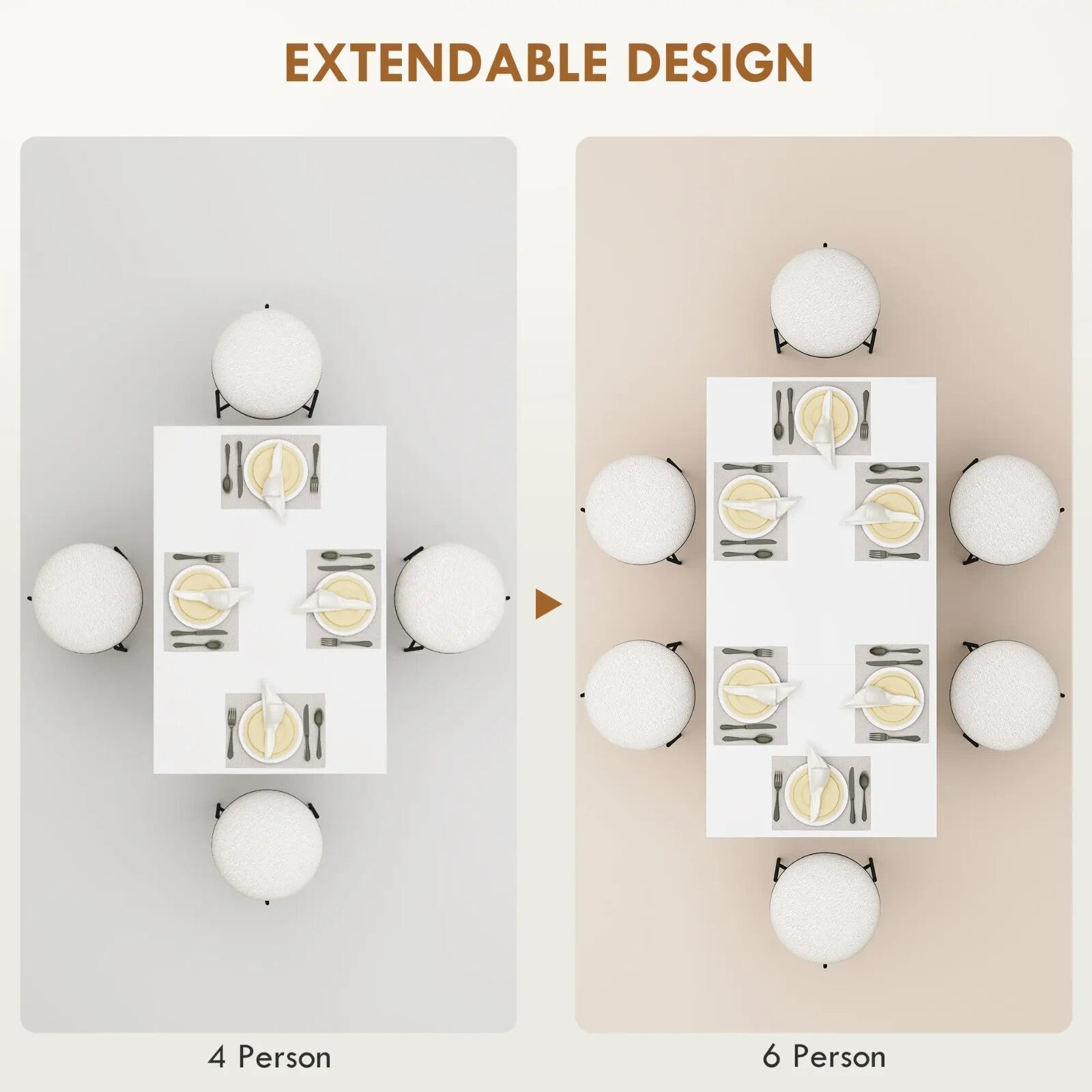 Dining Table Extending Engineered Wood Frame with Removable Center Leaf White - Home and Garden Furniture Shop - rustic - furniture