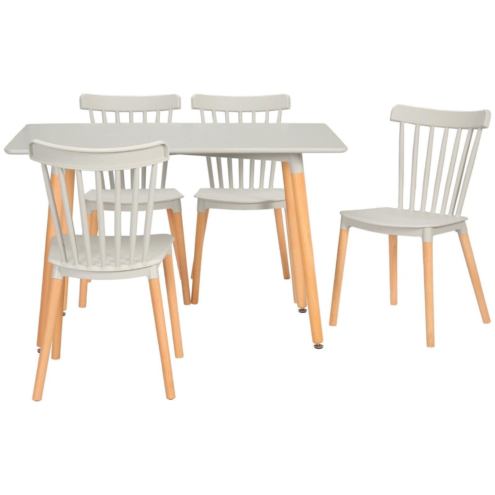 Dining Table With 4 Chairs Wooden Legs Kitchen Dining Table Set for 4 Grey Wood - Home and Garden Furniture Shop - rustic - furniture