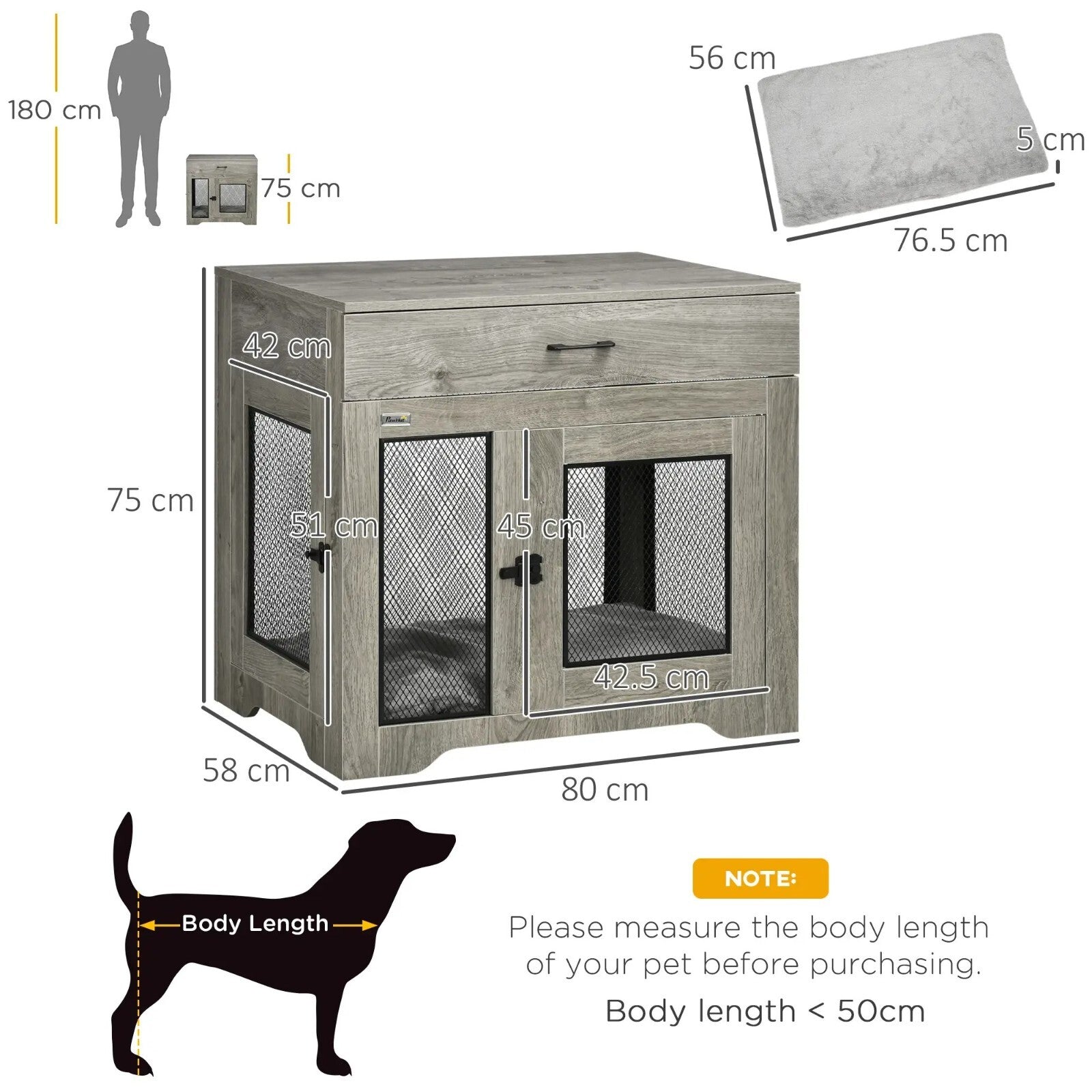 Dog Kennel Pet Crate for Medium Dogs Double Door Dog Cage Grey Indoor Furniture - Home and Garden Furniture Shop - rustic - furniture