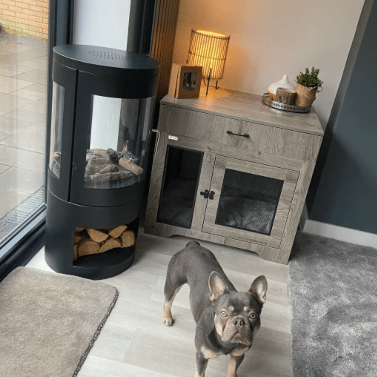 Dog Kennel Pet Crate for Medium Dogs Double Door Dog Cage Grey Indoor Furniture - Home and Garden Furniture Shop - rustic - furniture