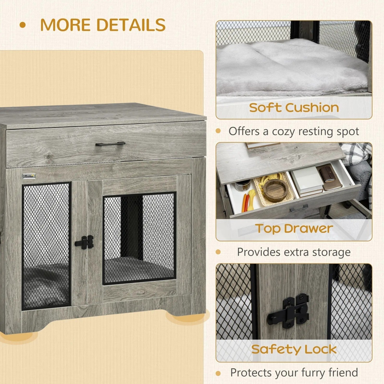 Dog Kennel Pet Crate for Medium Dogs Double Door Dog Cage Grey Indoor Furniture - Home and Garden Furniture Shop - rustic - furniture