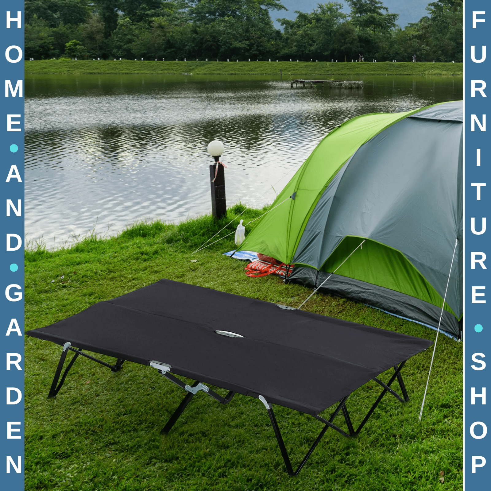 Double Folding Cot Bed with Carry Bag Portable Travel Camp Bed for Hiking Tent - Home and Garden Furniture Shop - #rustic - furniture#
