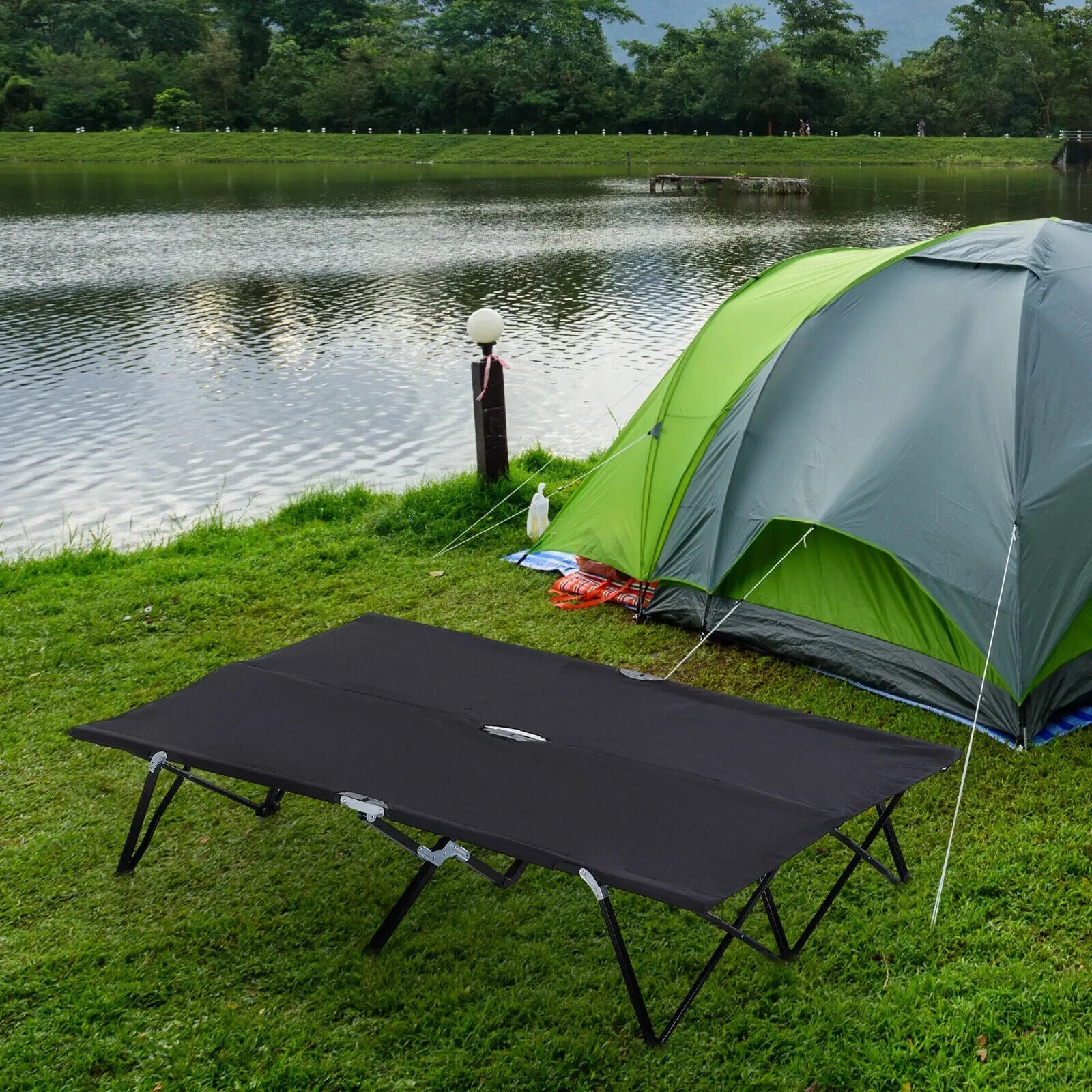 Double Folding Cot Bed with Carry Bag Portable Travel Camp Bed for Hiking Tent - Home and Garden Furniture Shop - #rustic - furniture#