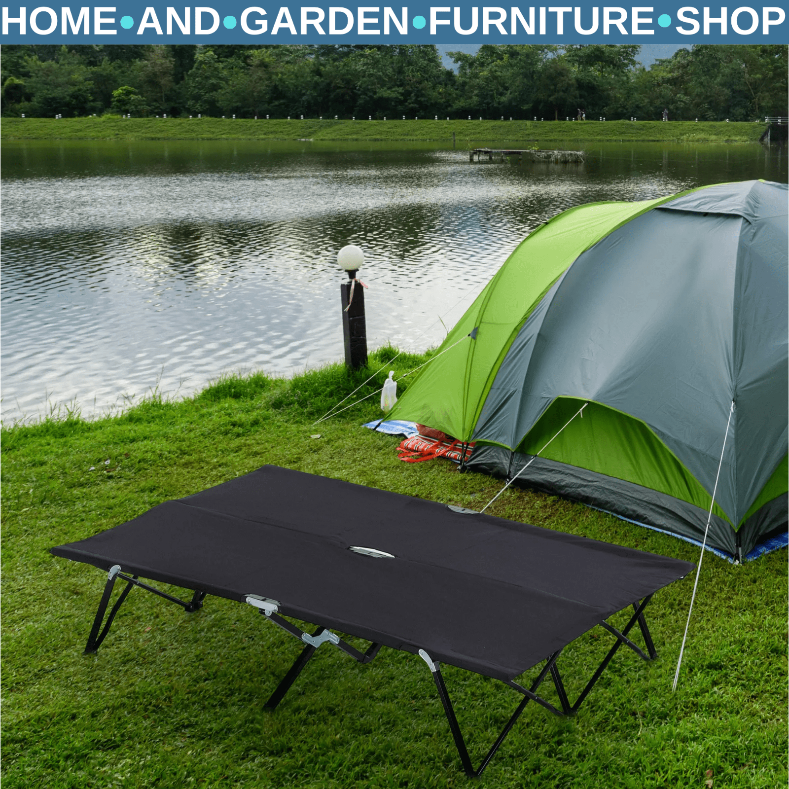 Double Folding Cot Bed with Carry Bag Portable Travel Camp Bed for Hiking Tent - Home and Garden Furniture Shop - #rustic - furniture#