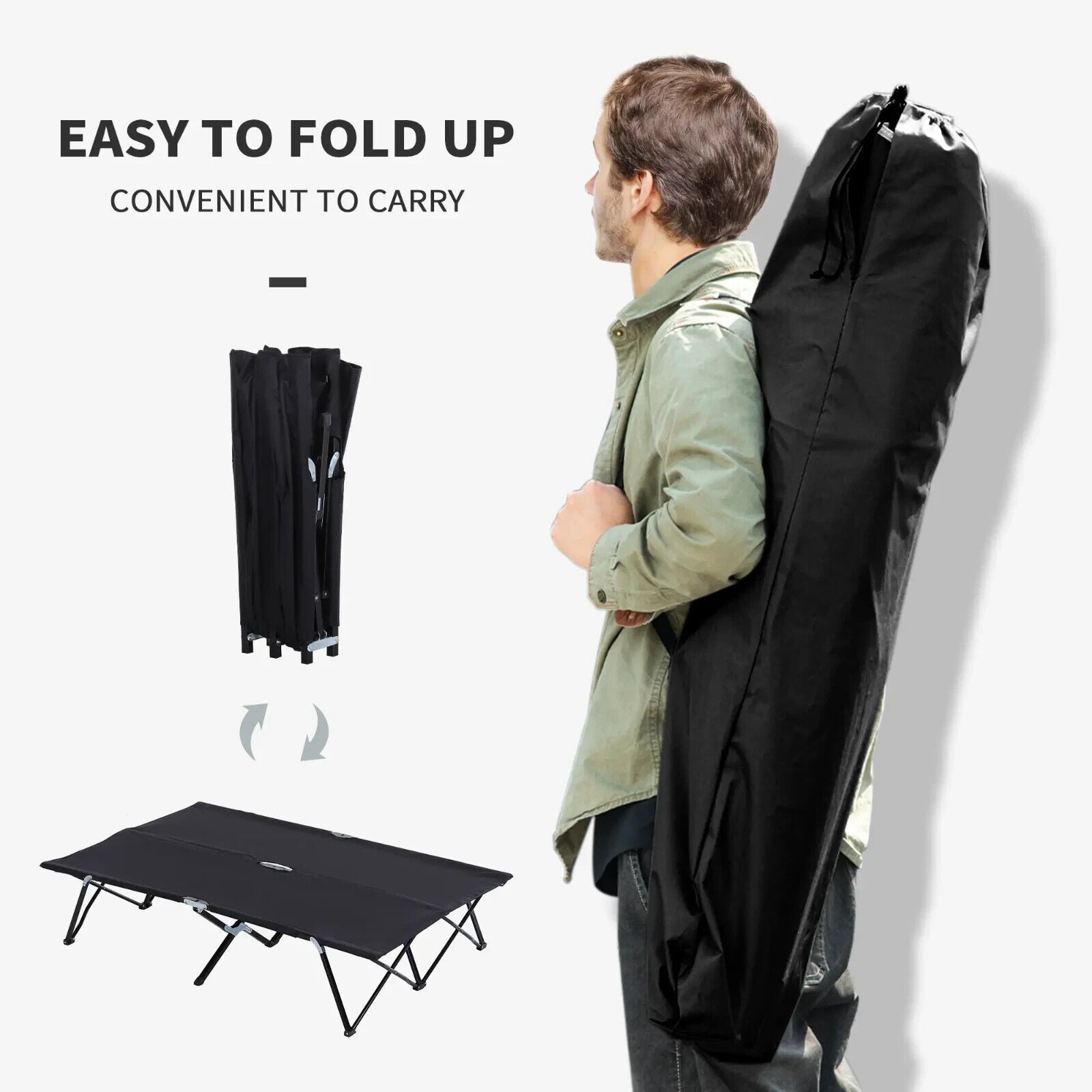 Double Folding Cot Bed with Carry Bag Portable Travel Camp Bed for Hiking Tent - Home and Garden Furniture Shop - #rustic - furniture#