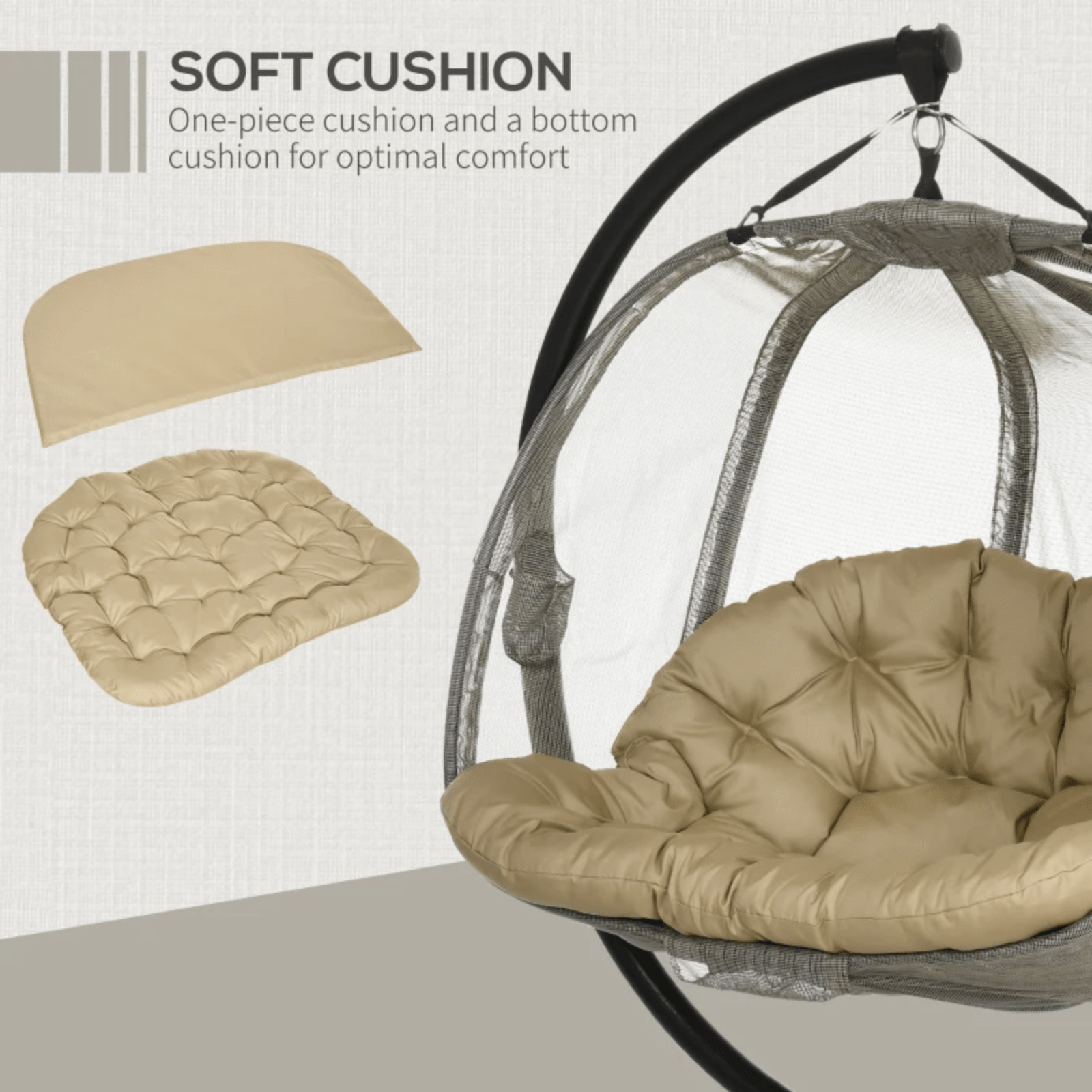 Double Hanging Egg Chair 2 Seater Swing Hammock Cocoon Cushion Side Phone Holder - Home and Garden Furniture Shop - rustic - furniture