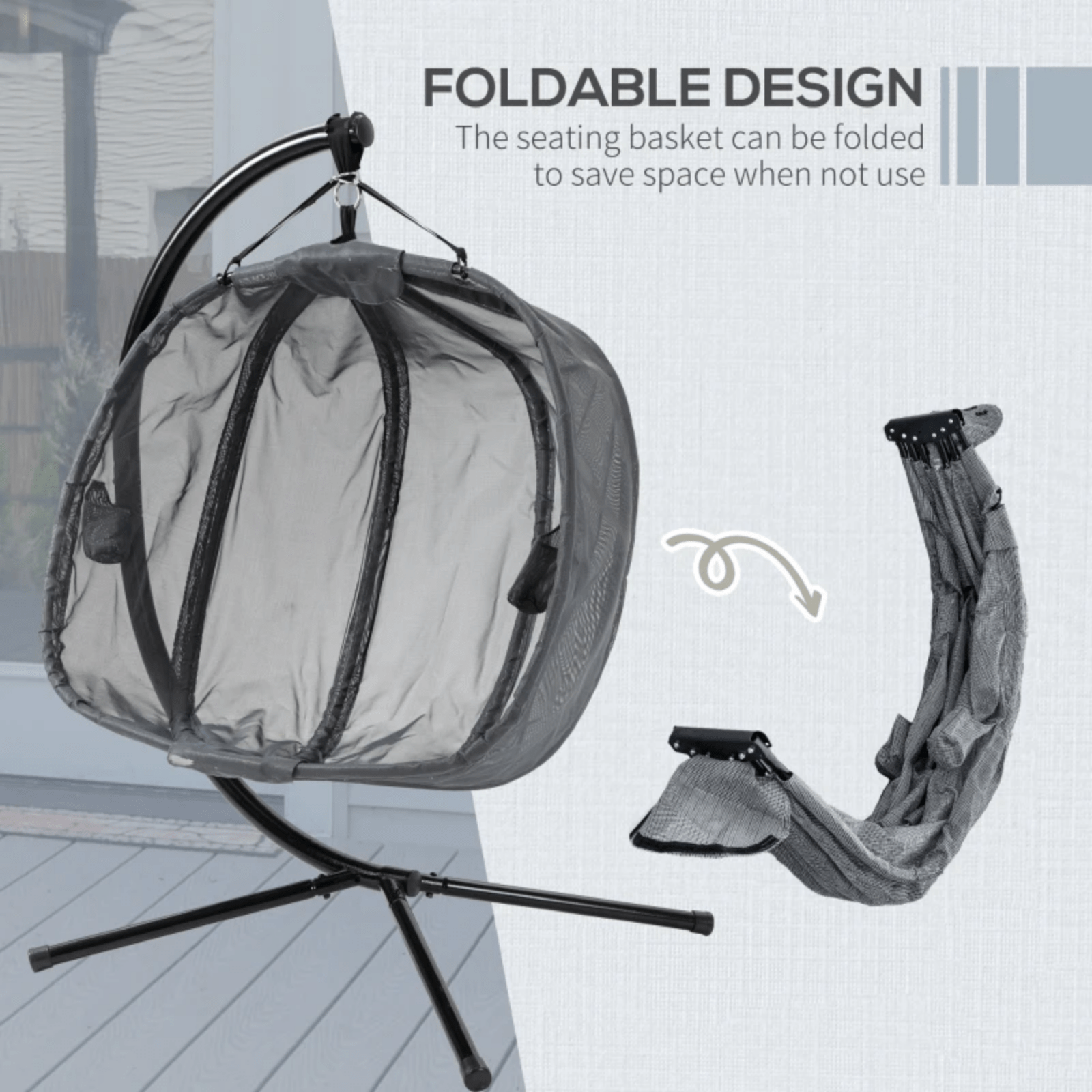 Double Hanging Egg Chair 2 Seater Swing Hammock Cocoon Cushion Side Phone Holder - Home and Garden Furniture Shop - rustic - furniture