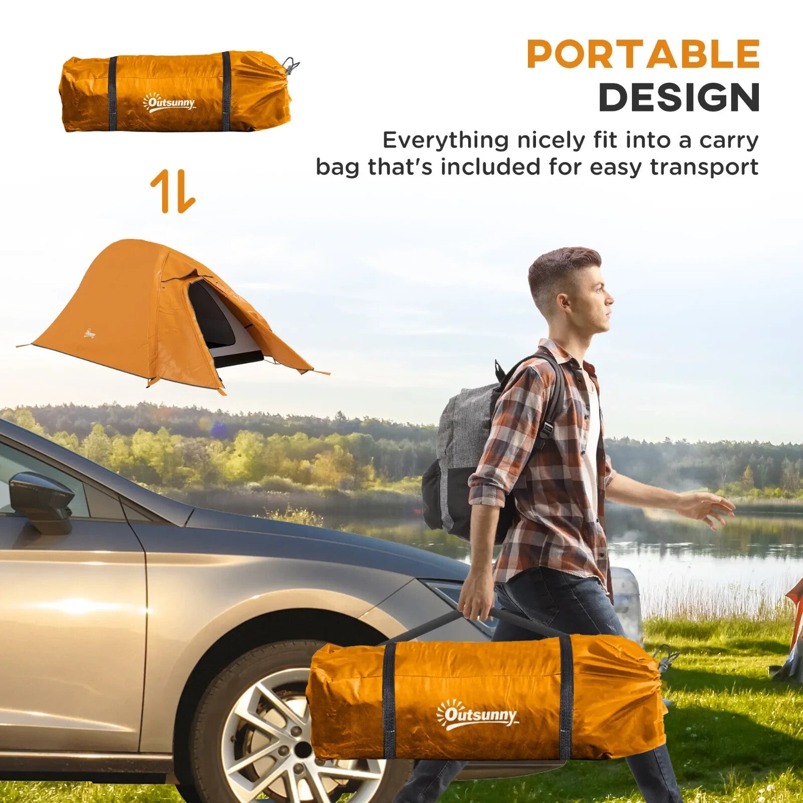Double Layer Camping Tent 1 to 2 Man Waterproof 2000mm Lightweight w/ Carry Bag - Home and Garden Furniture Shop - rustic - furniture