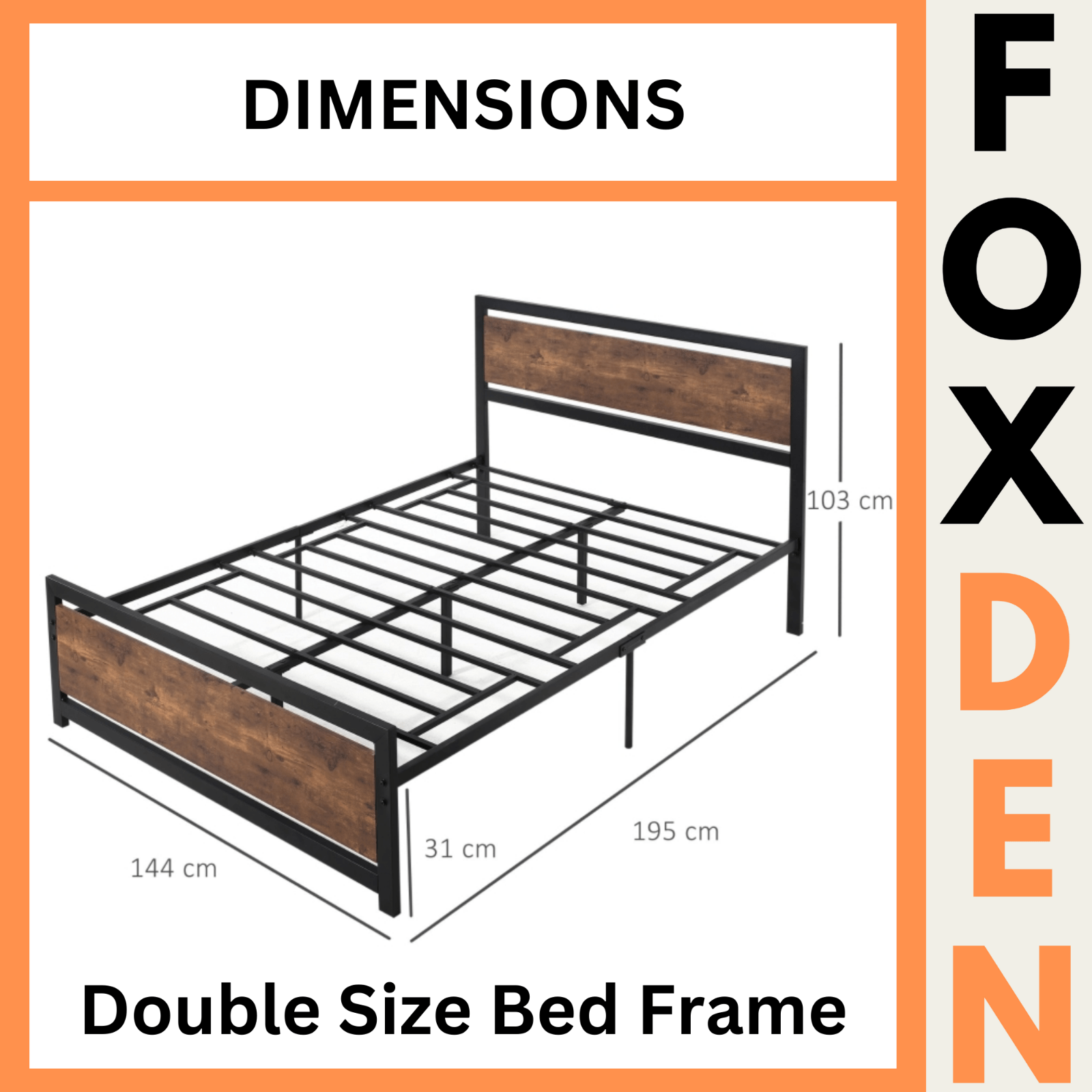 Double Metal Bed Frame Platform Bedframe Slat Bedstead with Headboard Footboard - Home and Garden Furniture Shop - rustic - furniture