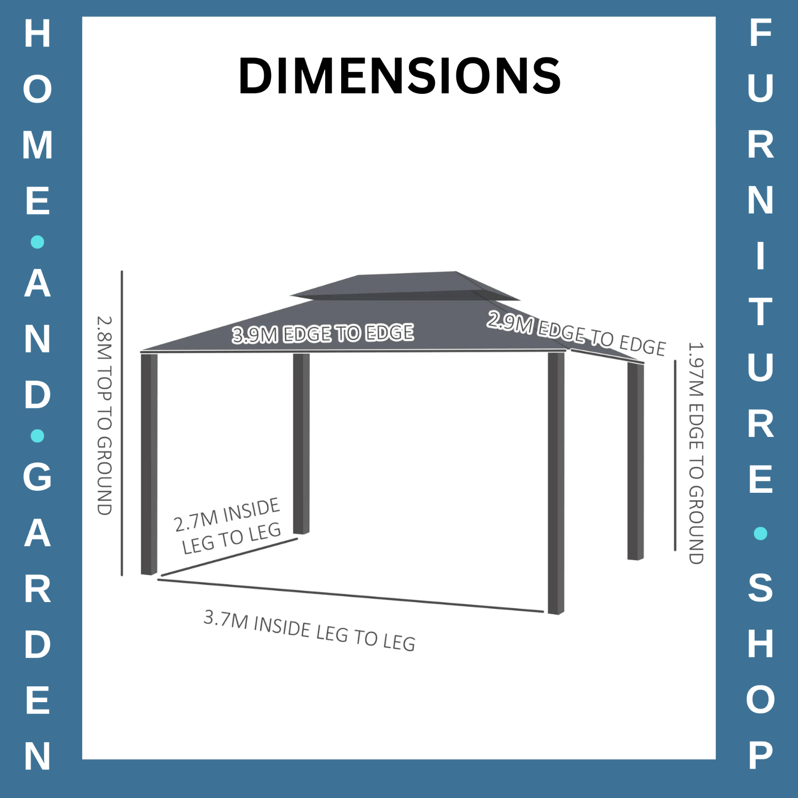 Double Roof Gazebo Garden Marquee Party Tent 3x4m Wedding Gazebo Black Sun Cover - Home and Garden Furniture Shop - rustic - furniture