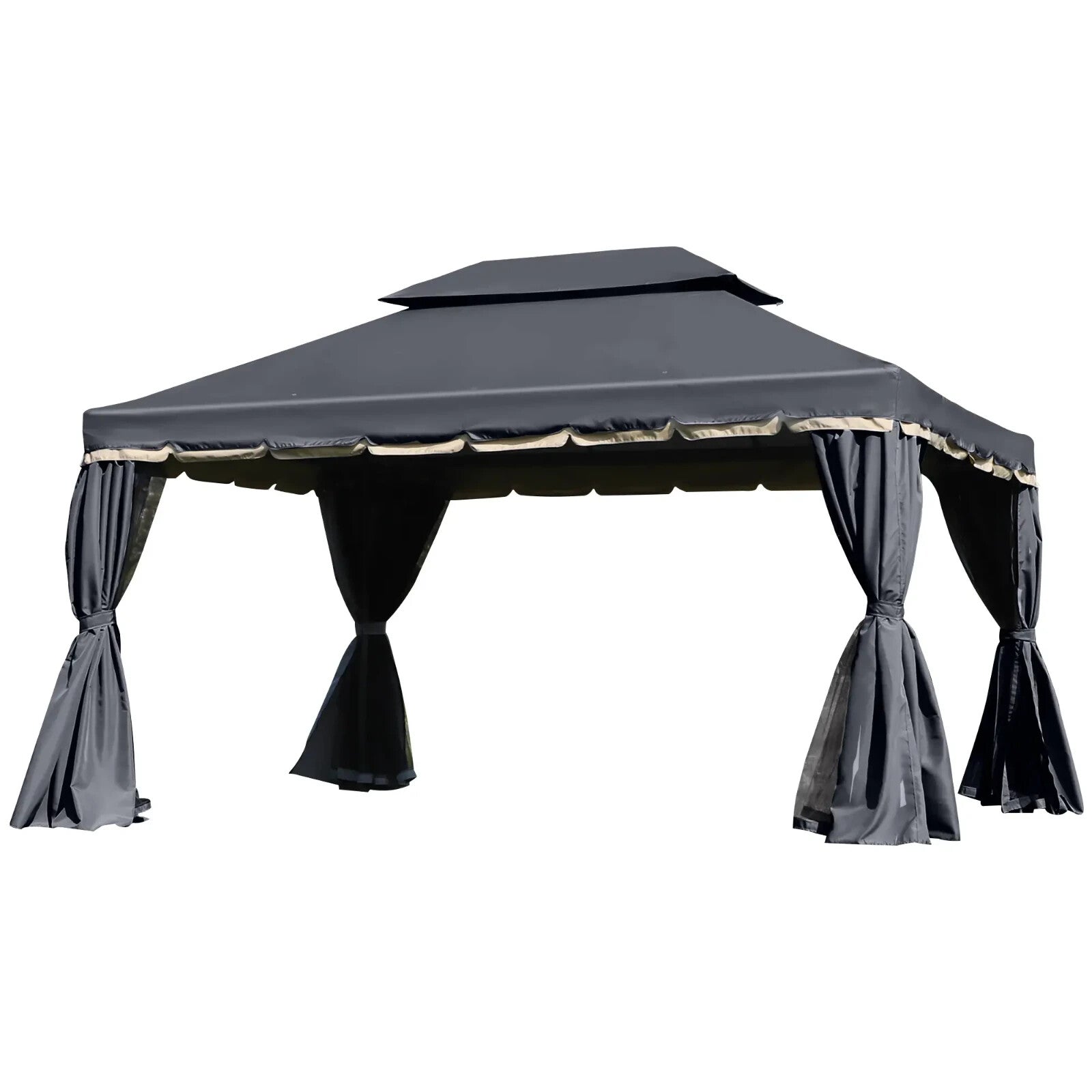 Double Roof Gazebo Garden Marquee Party Tent 3x4m Wedding Gazebo Black Sun Cover - Home and Garden Furniture Shop - rustic - furniture