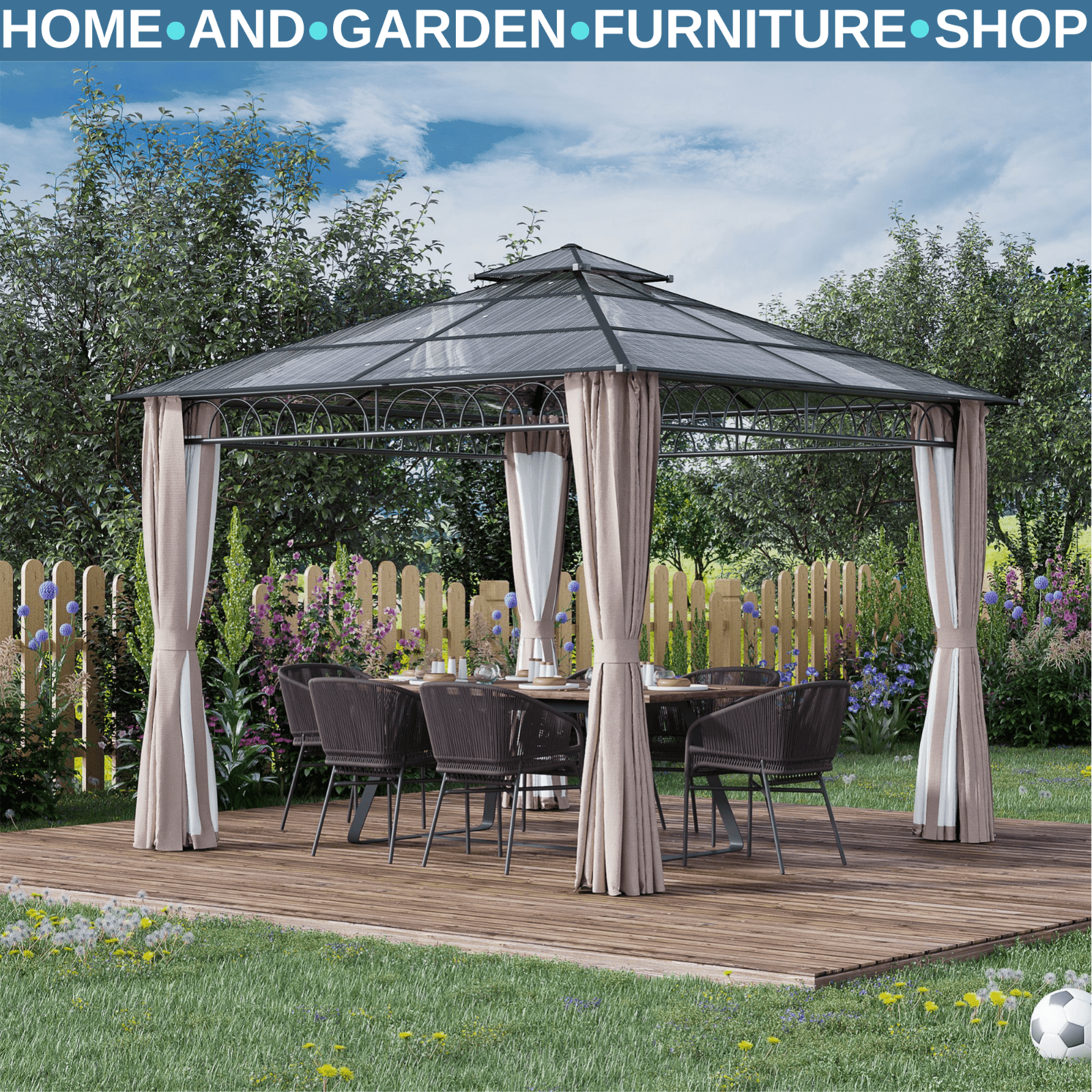 Double Roof Hard Top Gazebo with Sides 3m Party Tent Garden Marquee Patio Cover - Home and Garden Furniture Shop - #rustic - furniture#