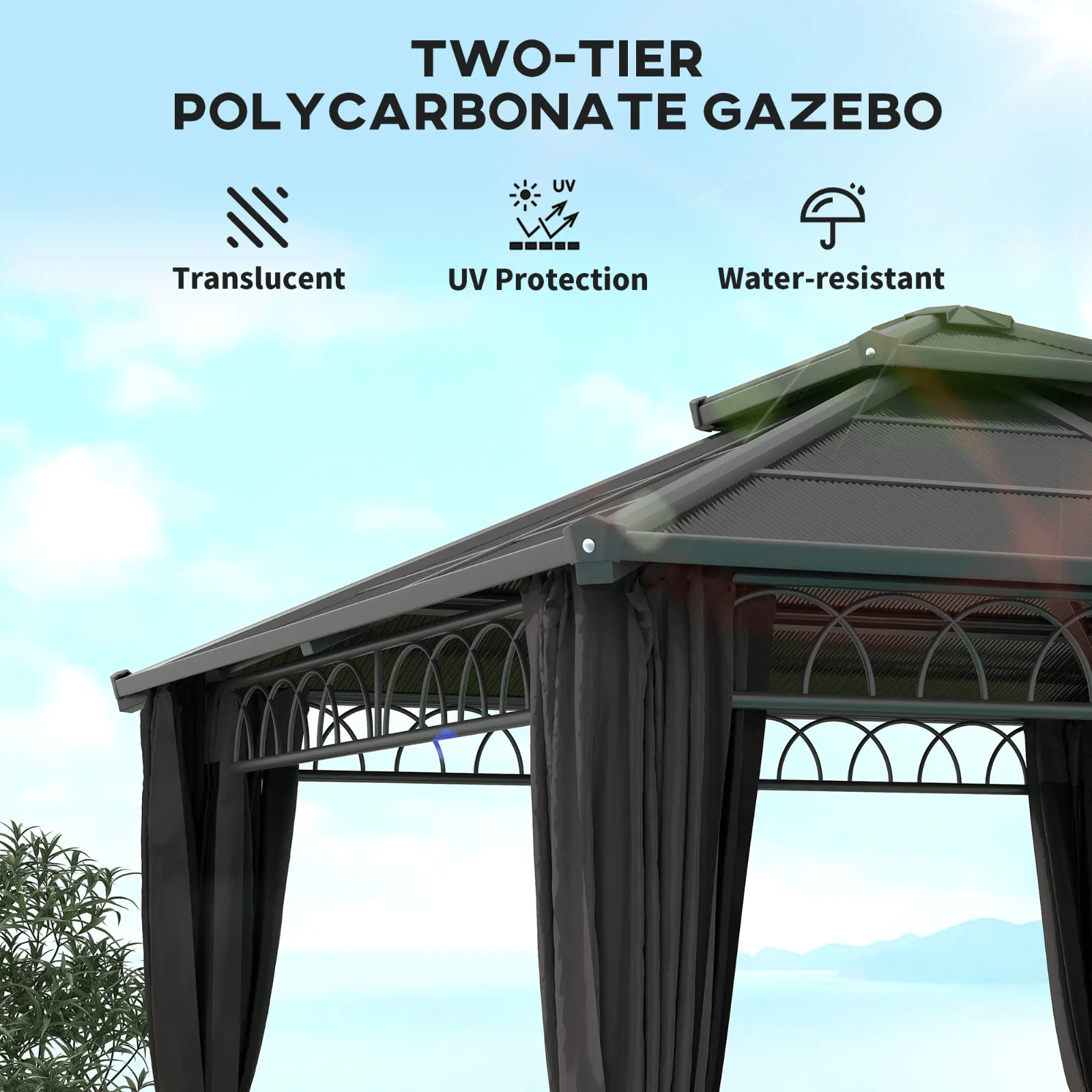 Double Roof Hard Top Gazebo with Sides Party Tent Garden Marquee Patio Cover 3m - Home and Garden Furniture Shop - #rustic - furniture#