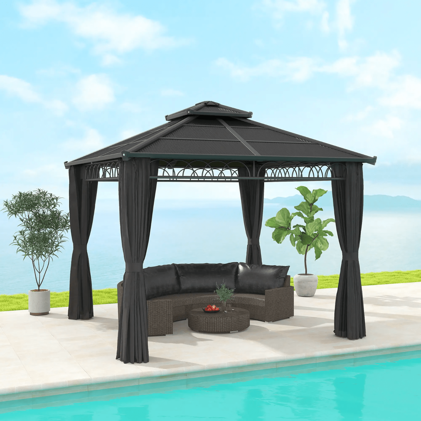 Double Roof Hard Top Gazebo with Sides Party Tent Garden Marquee Patio Cover 3m - Home and Garden Furniture Shop - #rustic - furniture#