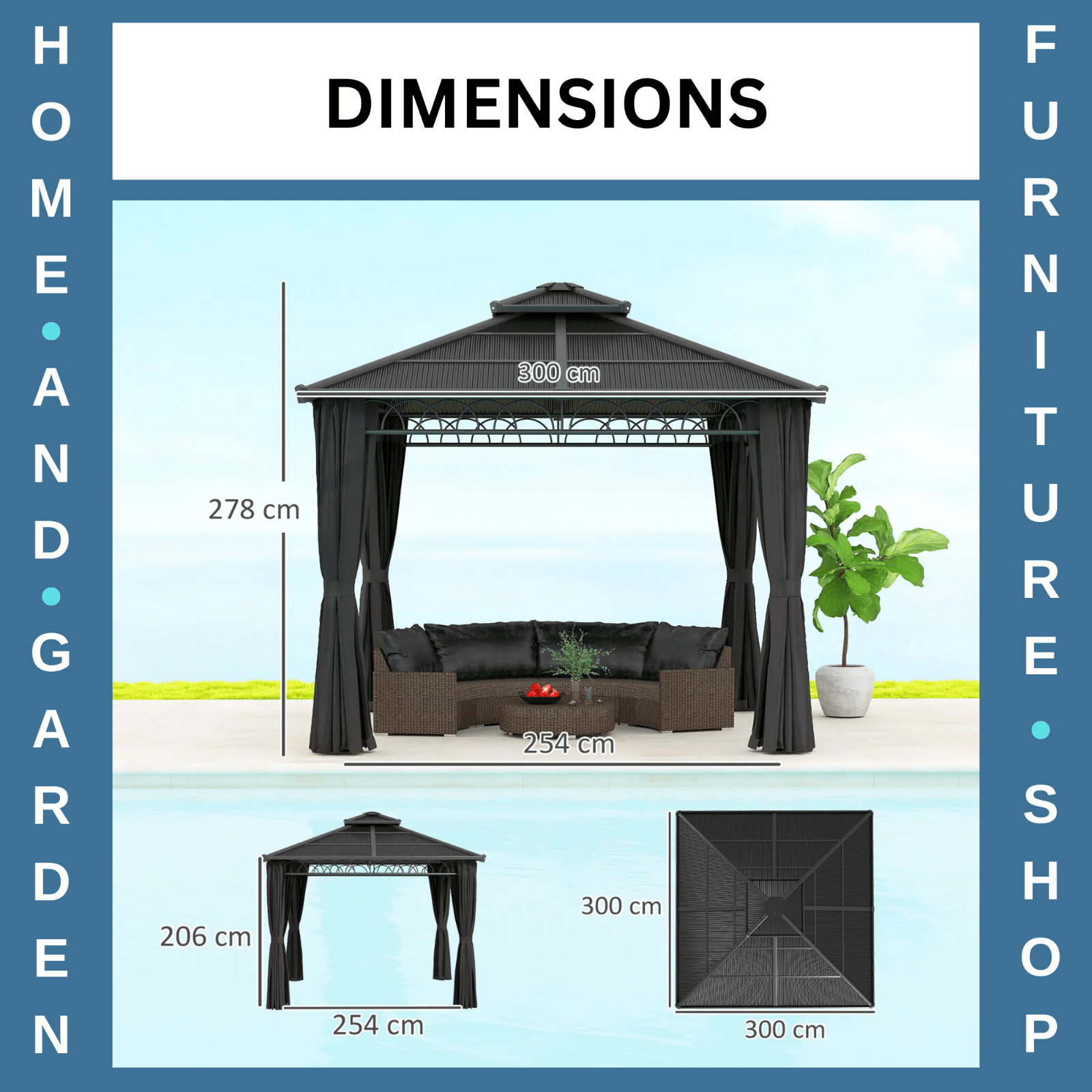 Double Roof Hard Top Gazebo with Sides Party Tent Garden Marquee Patio Cover 3m - Home and Garden Furniture Shop - rustic - furniture