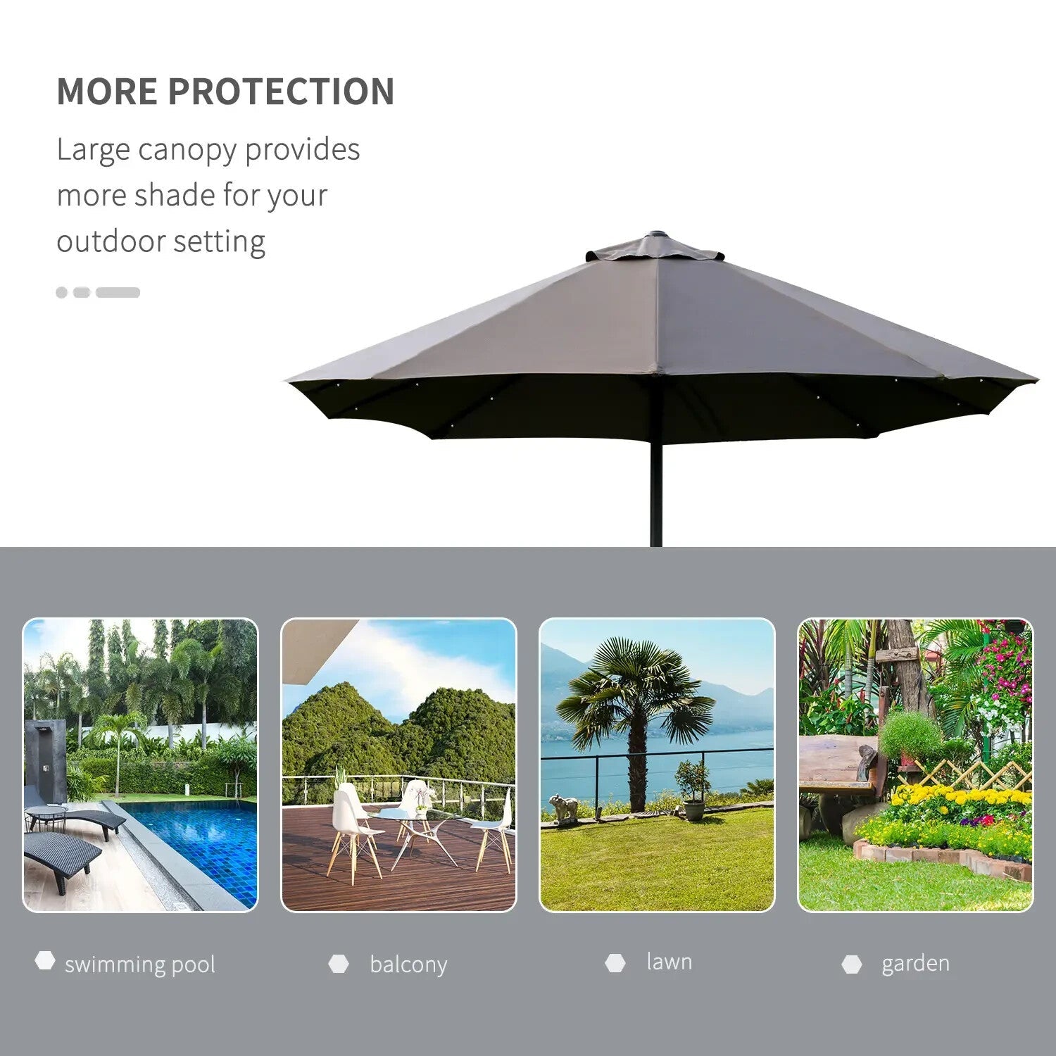 Double Sided Patio Parasol Garden Umbrella Canopy 4.4m Outdoor LED Solar Lights - Home and Garden Furniture Shop - rustic - furniture