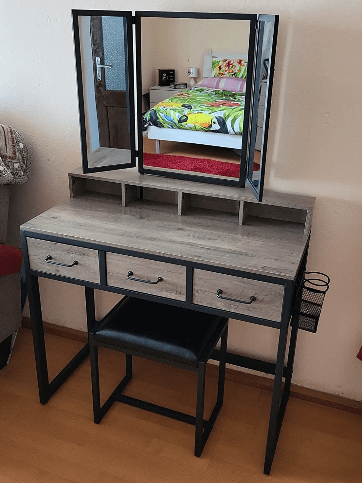 Dressing Table with Mirror and Stool Vanity Table Mirror Makeup Desk 3 Drawers - Home and Garden Furniture Shop - rustic - furniture