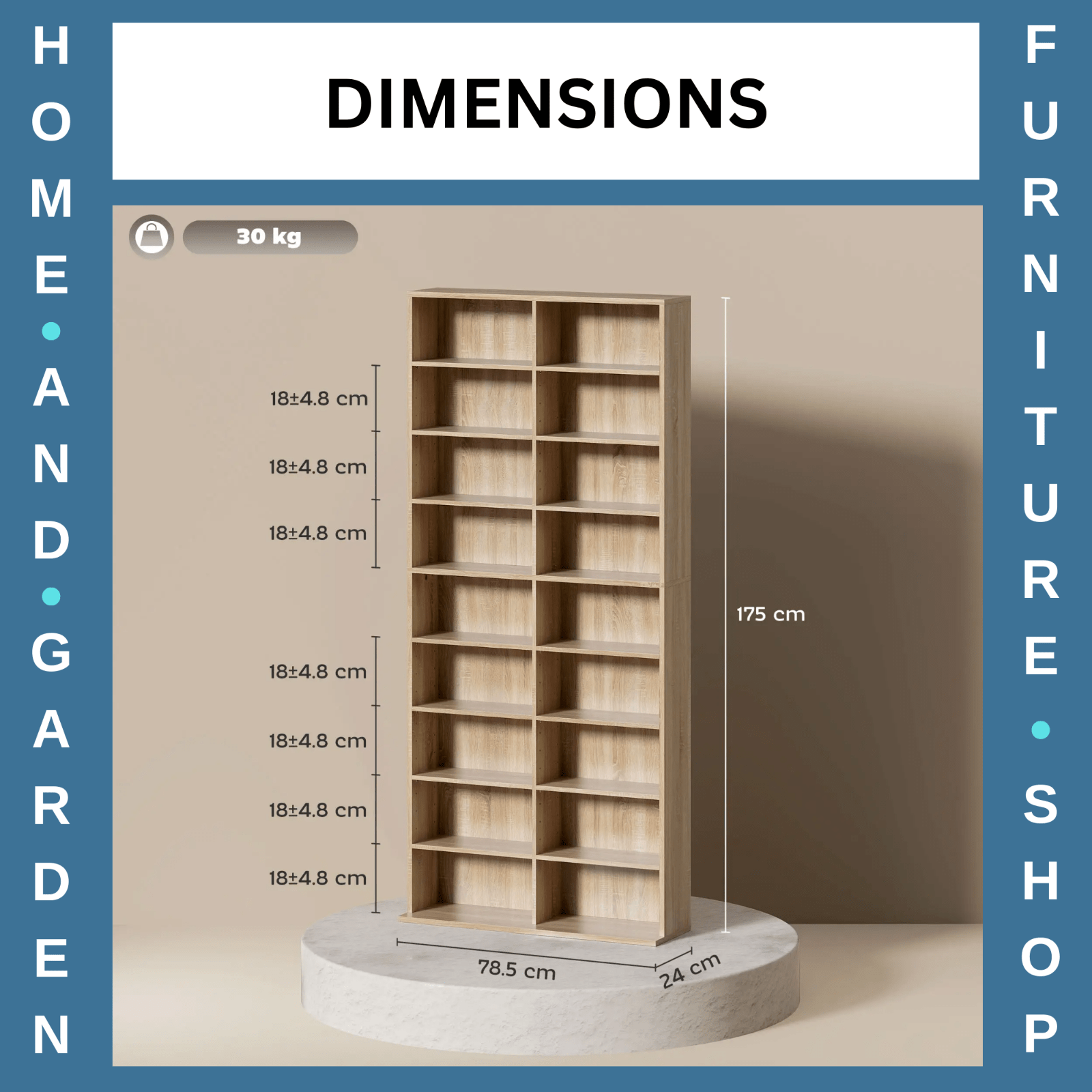 DVD Storage Unit 640 CD With 18 Compartments & 14 Shelves Oak Brown Wood Finish - Home and Garden Furniture Shop - rustic - furniture