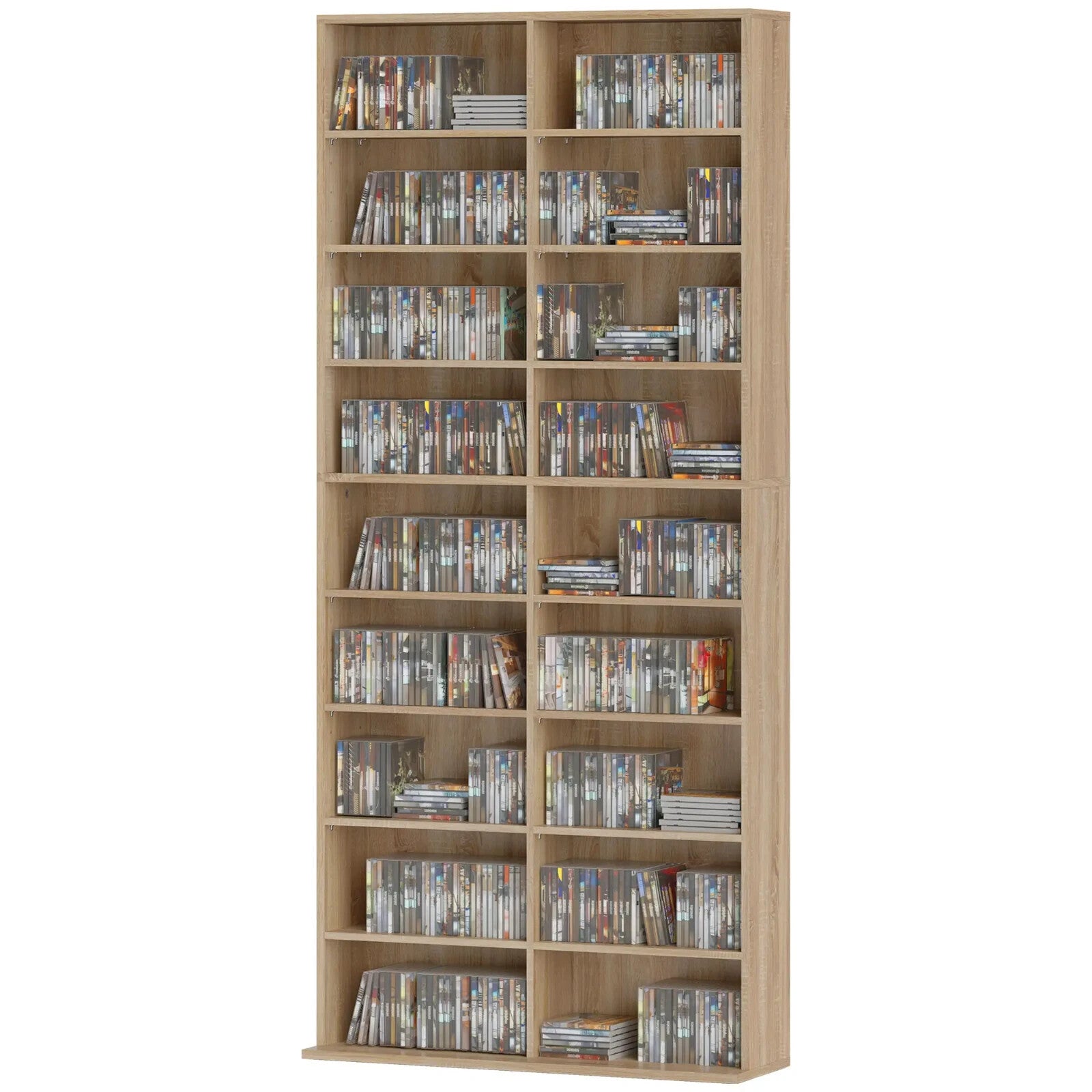 DVD Storage Unit 640 CD With 18 Compartments & 14 Shelves Oak Brown Wood Finish - Home and Garden Furniture Shop - rustic - furniture