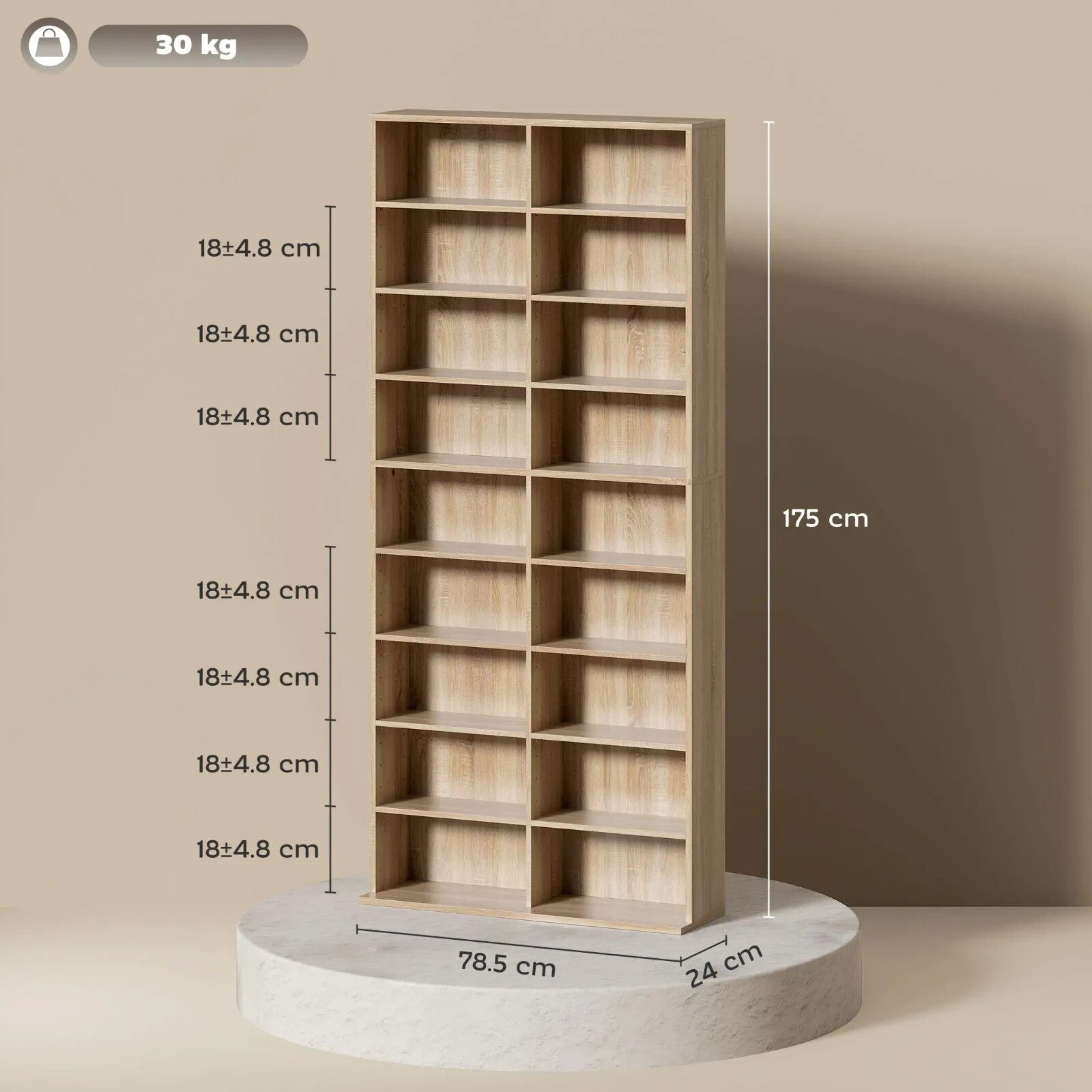 DVD Storage Unit 640 CD With 18 Compartments & 14 Shelves Oak Brown Wood Finish - Home and Garden Furniture Shop - rustic - furniture