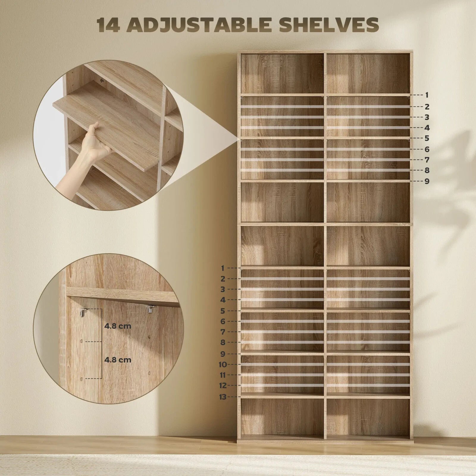 DVD Storage Unit 640 CD With 18 Compartments & 14 Shelves Oak Brown Wood Finish - Home and Garden Furniture Shop - rustic - furniture