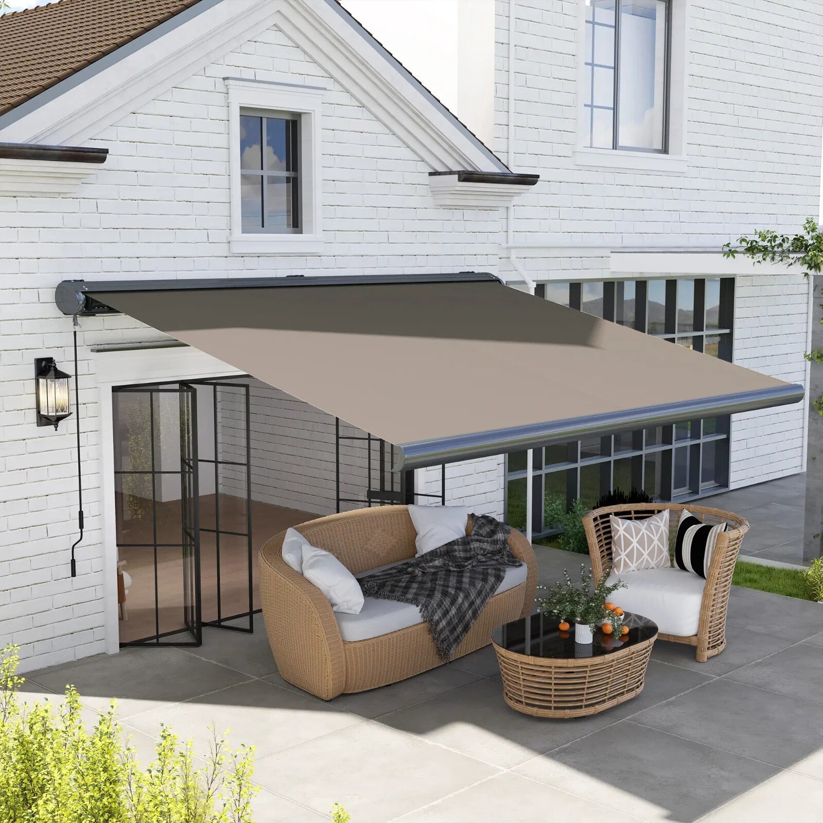 Electric Awning Remote Control Retractable Full Cassette Garden Patio Canopy - Home and Garden Furniture Shop - rustic - furniture